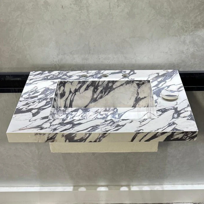 READY TO SHIP! Handcrafted Calacatta Viola Porcelain Vessel Sink: Custom Bathroom Vanity Top (ES-39) - Image 9