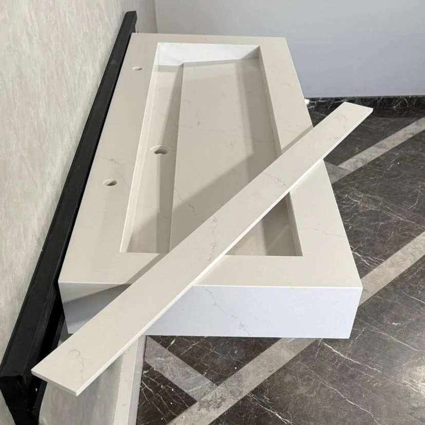 READY TO SHIP! Handcrafted Tiber Quartz Sink: Quartz Vanity Top (QU-100) - Image 10