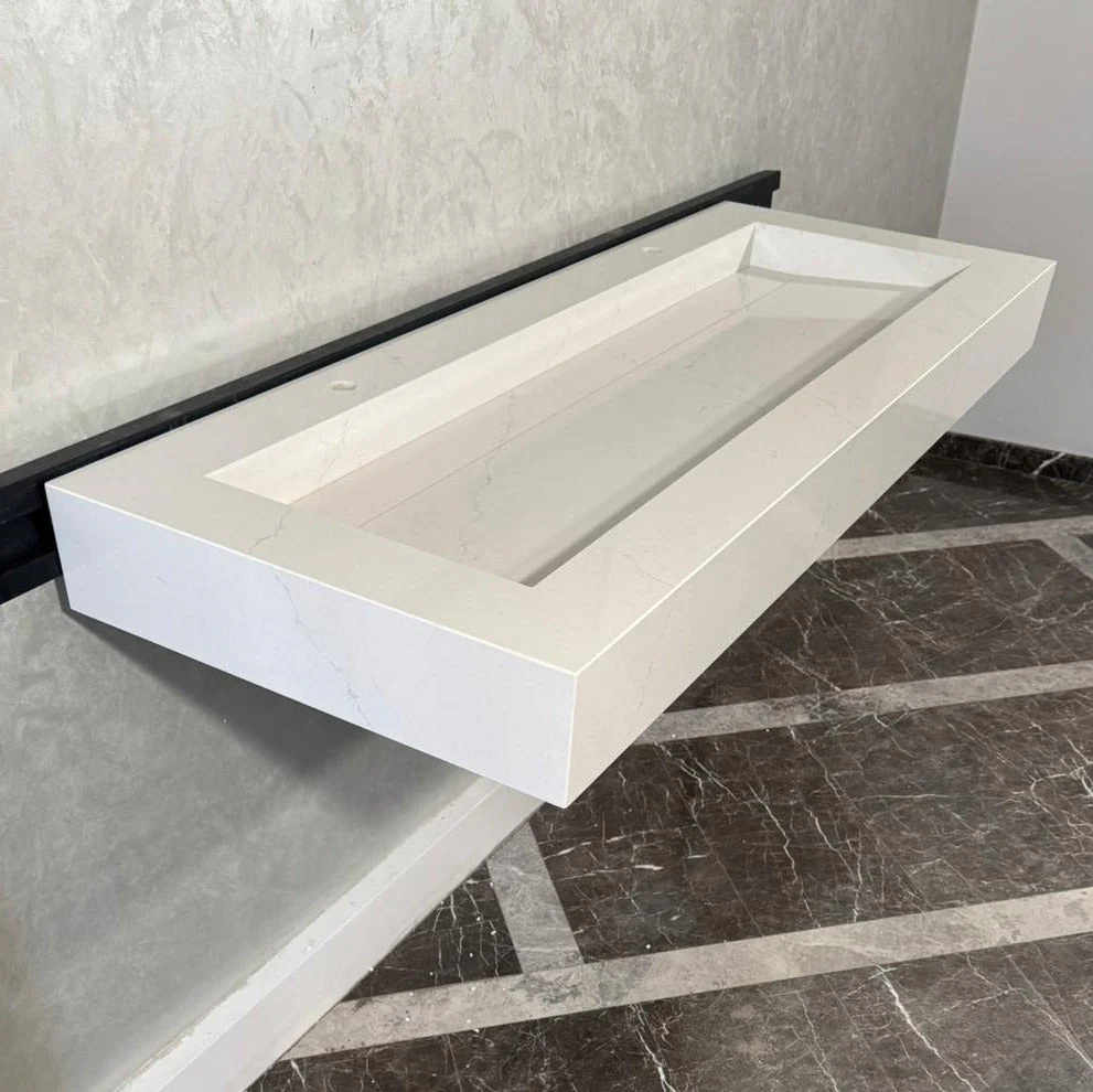 READY TO SHIP! Handcrafted Tiber Quartz Sink: Quartz Vanity Top (QU-100) - Image 2