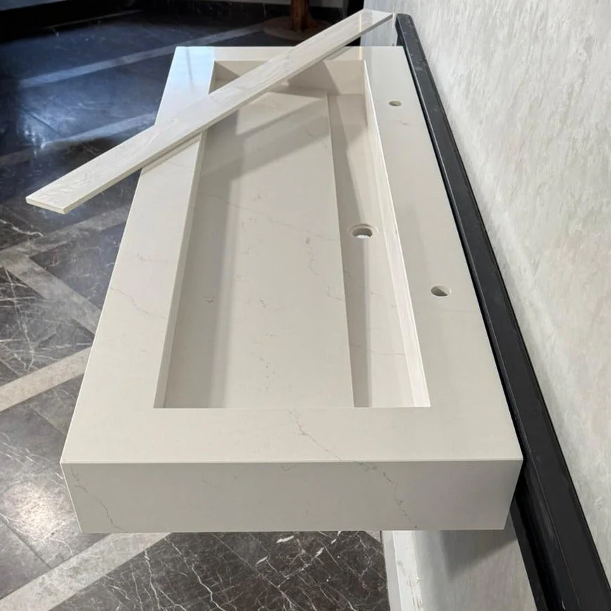 READY TO SHIP! Handcrafted Tiber Quartz Sink: Quartz Vanity Top (QU-100) - Image 5