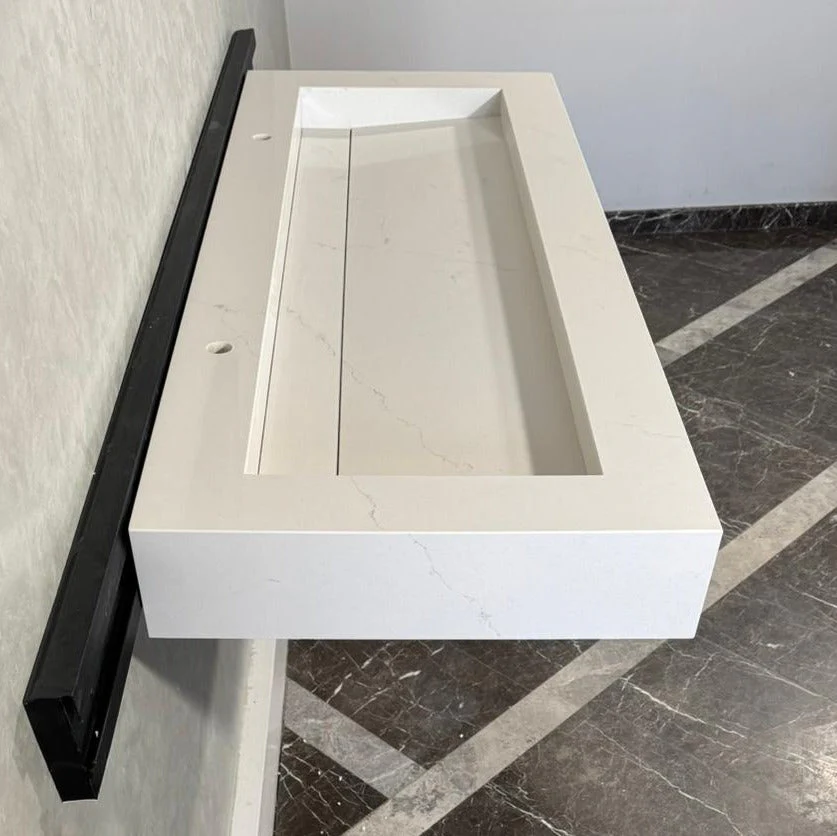 READY TO SHIP! Handcrafted Tiber Quartz Sink: Quartz Vanity Top (QU-100) - Image 9