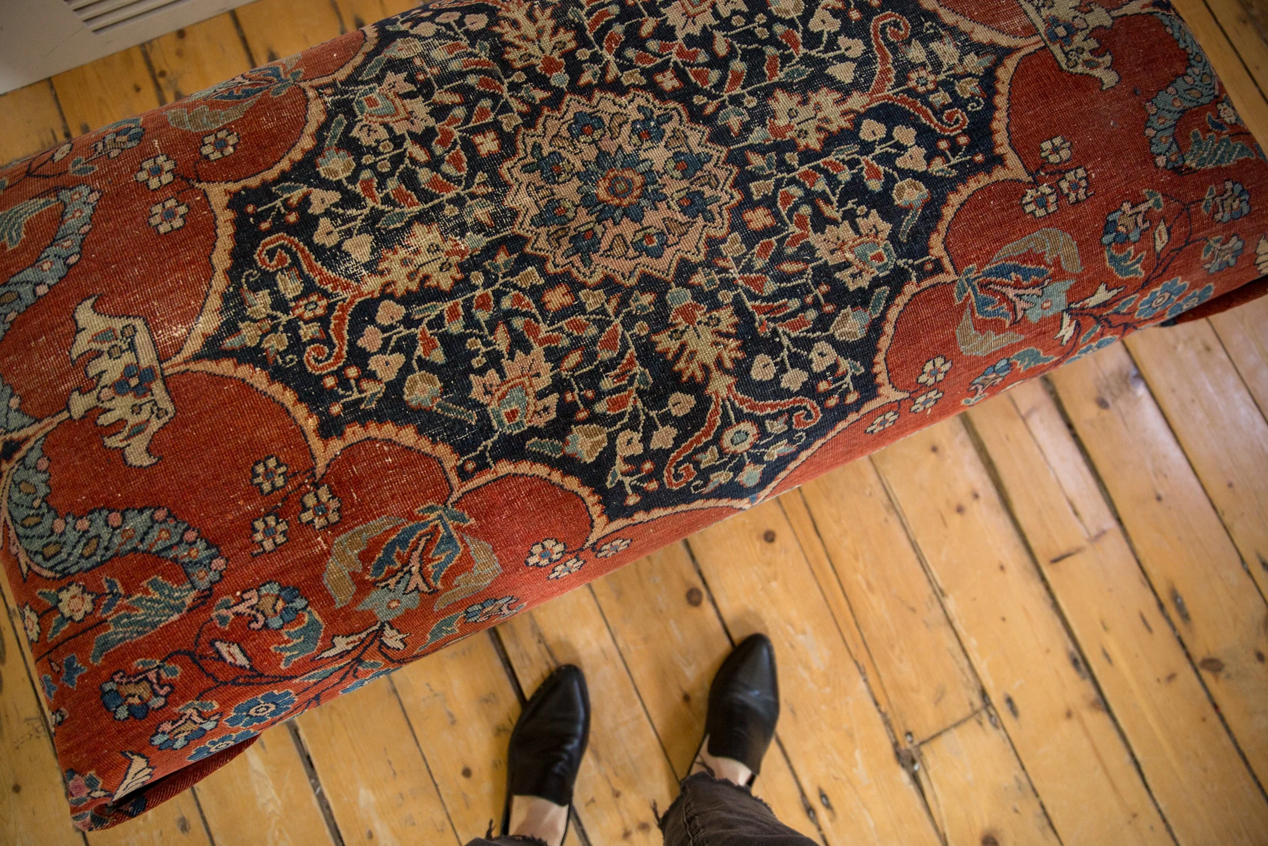 Reclaimed Antique Persian Rug Ottoman Coffee Table - Image 2