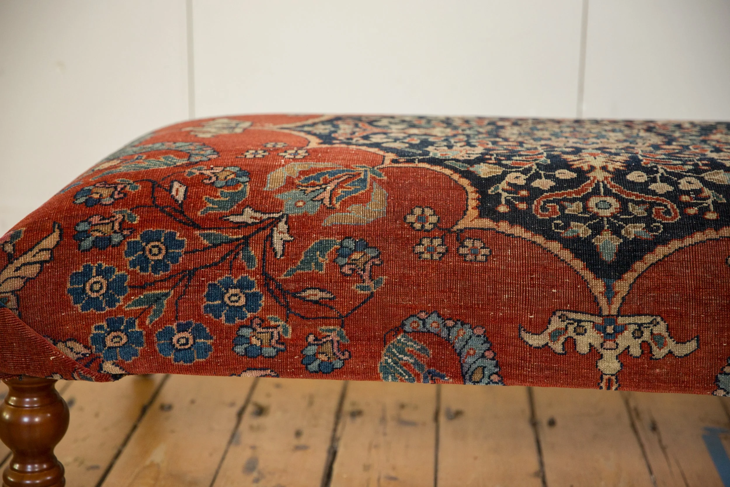 Reclaimed Antique Persian Rug Ottoman Coffee Table - Image 3