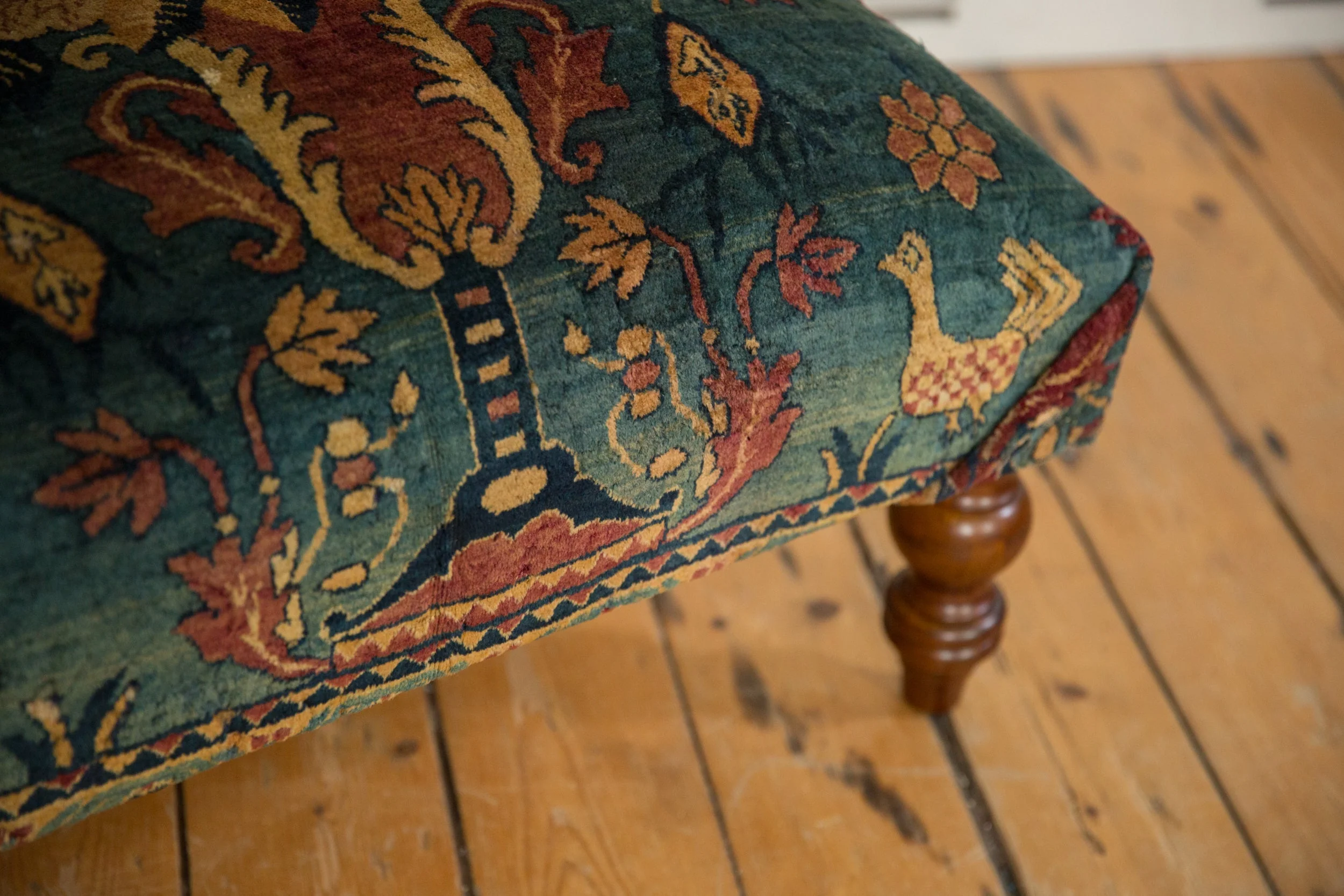 Reclaimed Antique Persian Rug Ottoman Coffee Table - Image 12