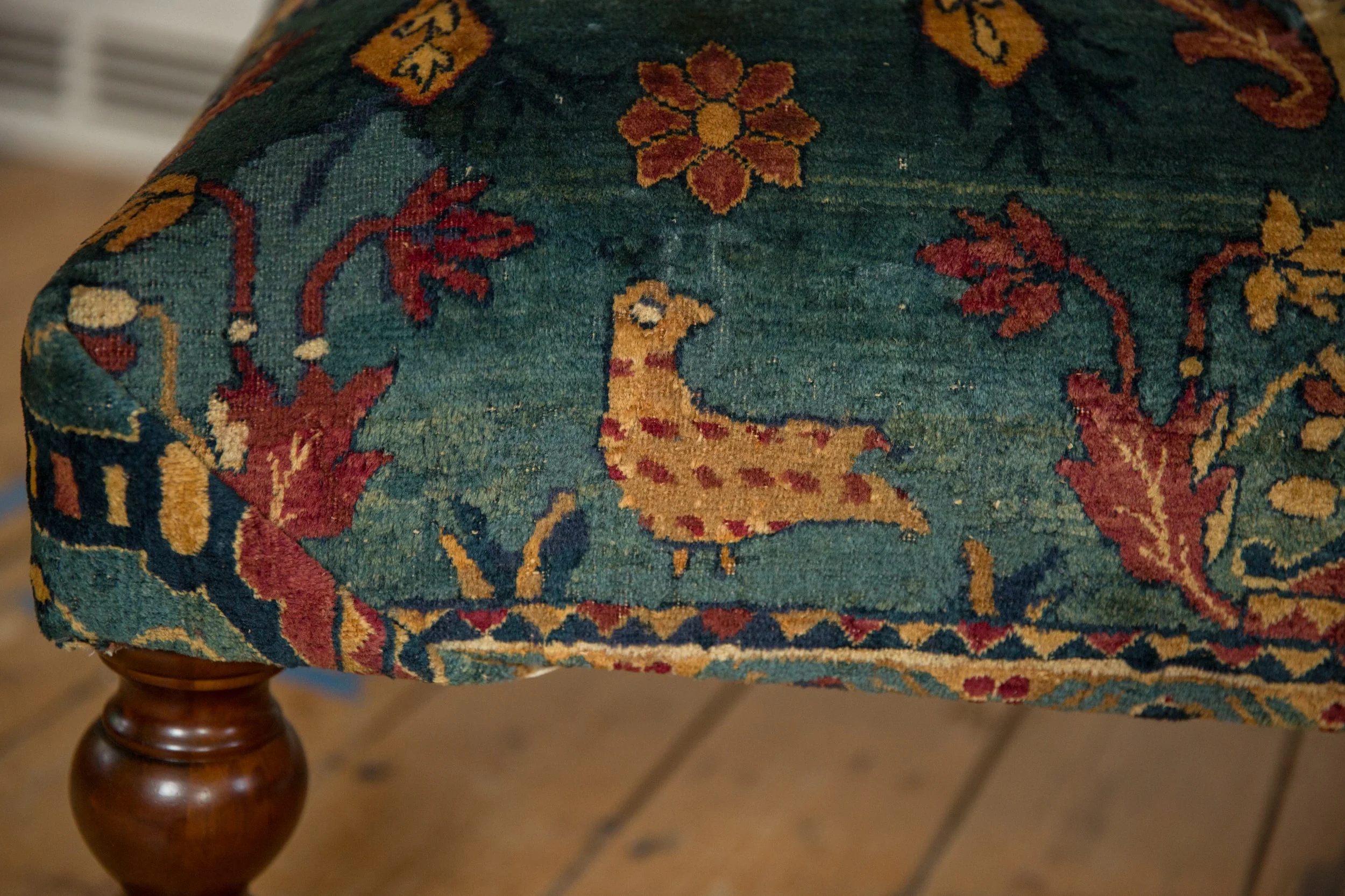 Reclaimed Antique Persian Rug Ottoman Coffee Table - Image 13