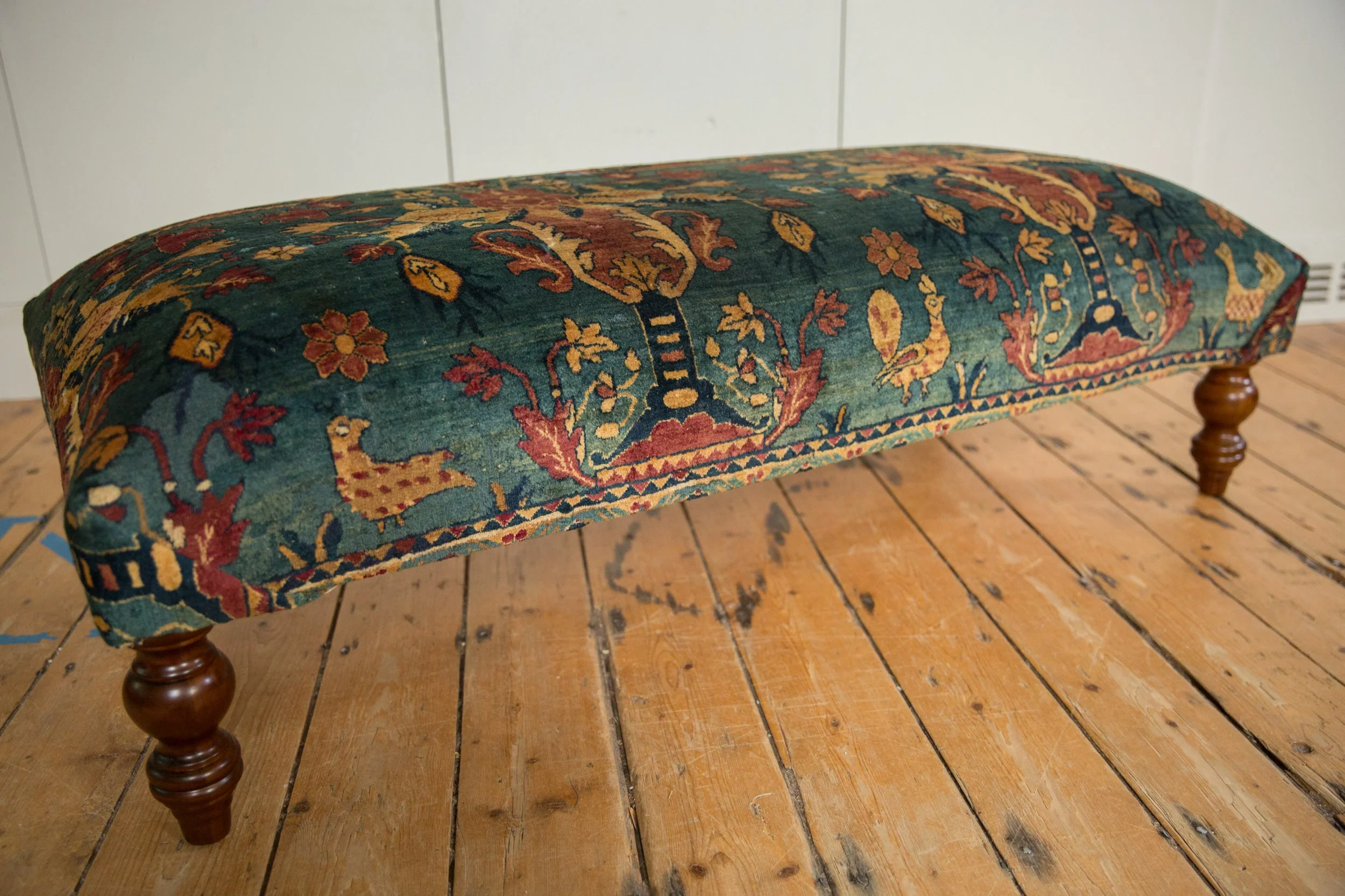 Reclaimed Antique Persian Rug Ottoman Coffee Table - Image 14