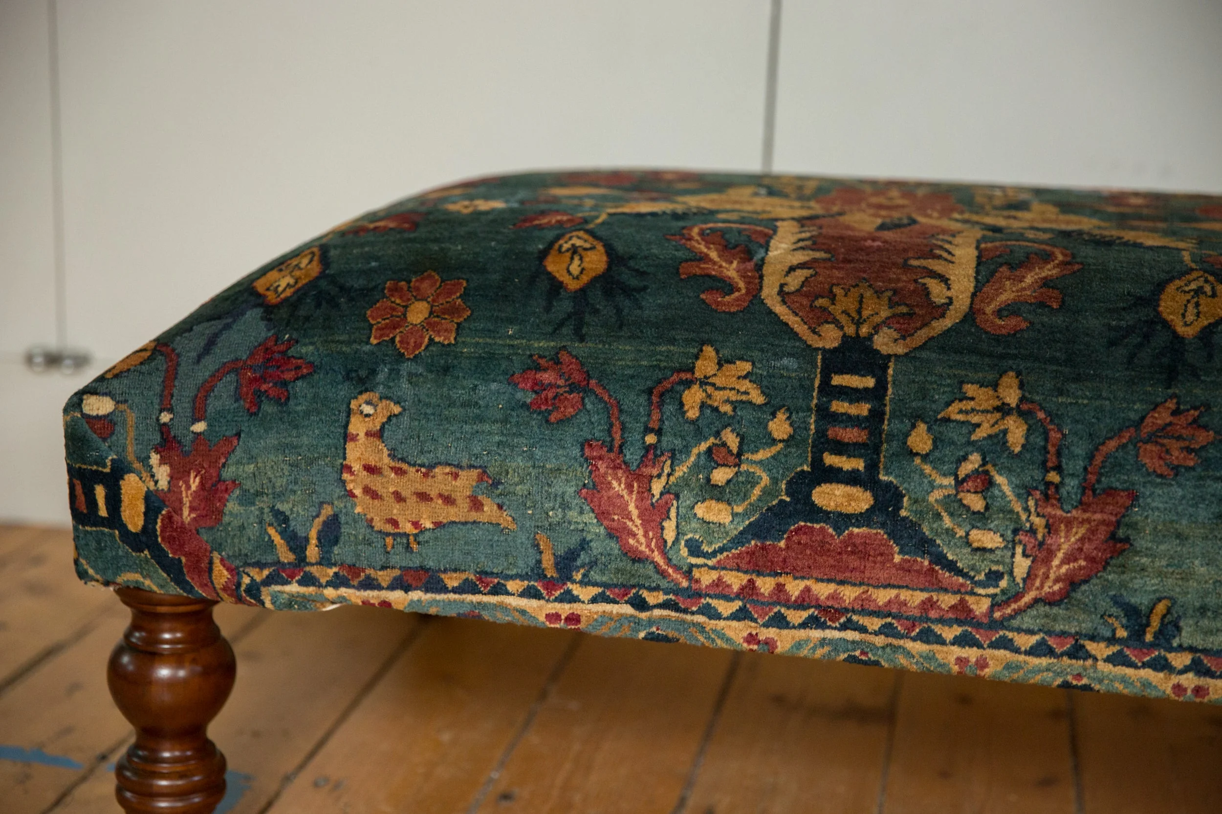 Reclaimed Antique Persian Rug Ottoman Coffee Table - Image 3