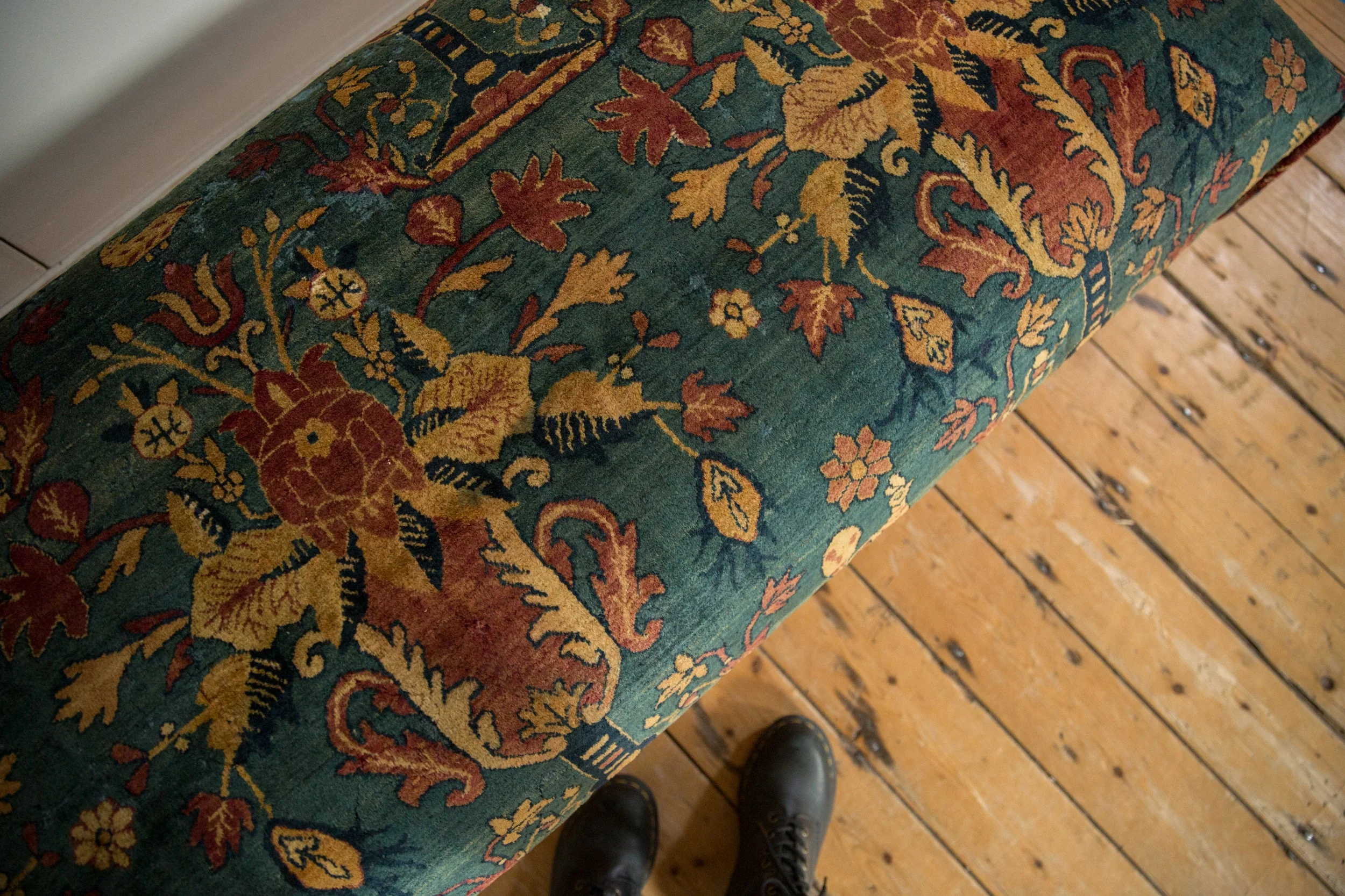 Reclaimed Antique Persian Rug Ottoman Coffee Table - Image 4
