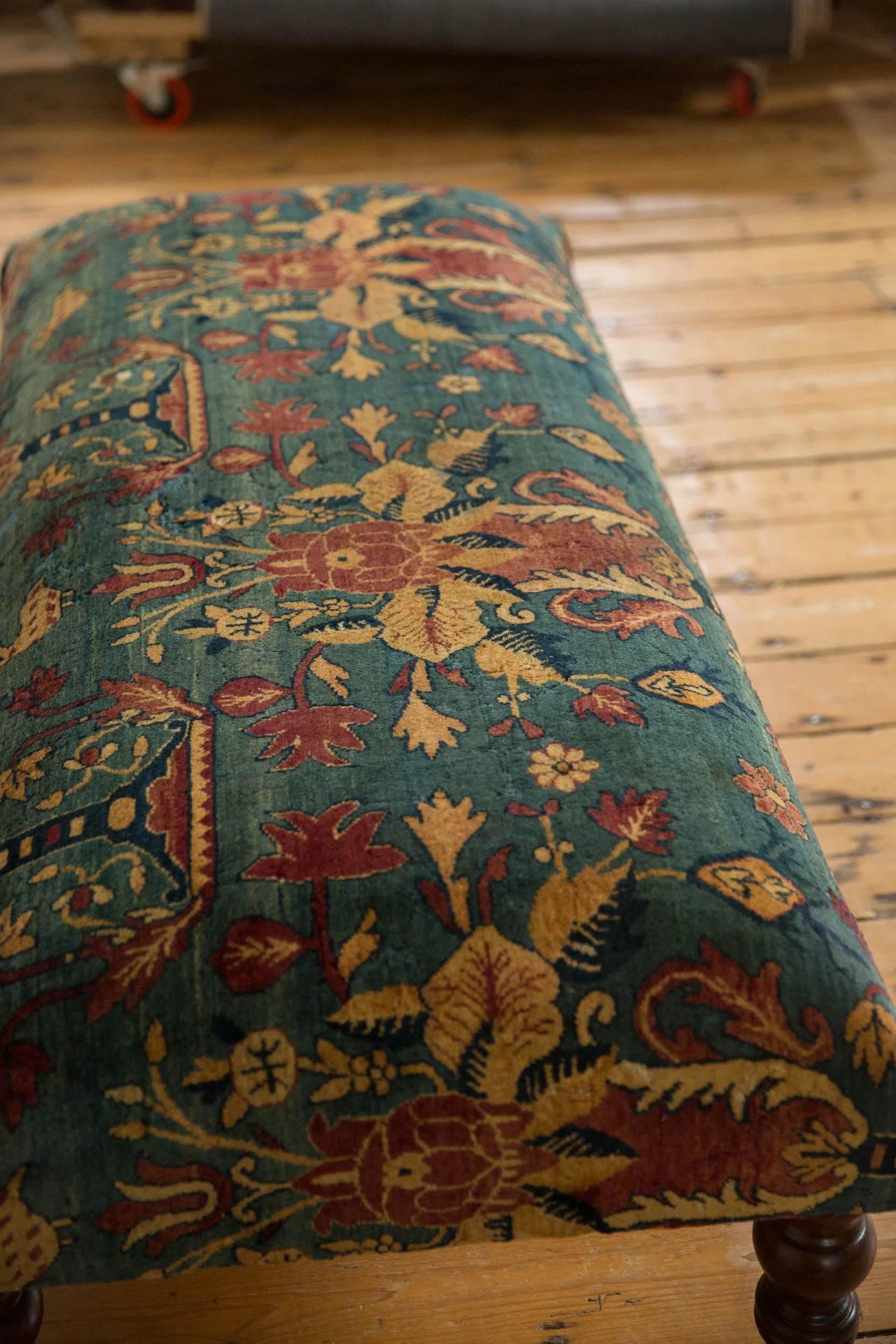 Reclaimed Antique Persian Rug Ottoman Coffee Table - Image 9