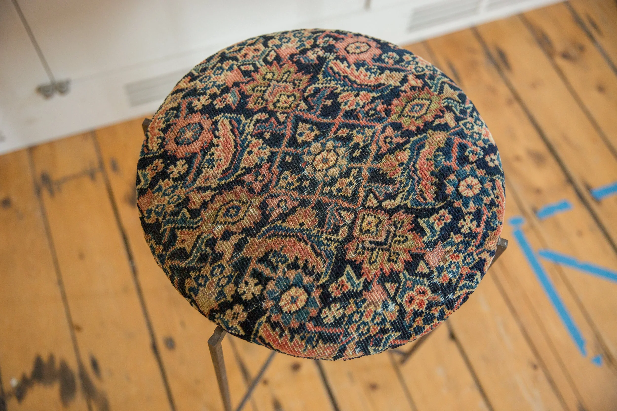 Reclaimed Antique Rug Fragment Side Table Stand 2 of 7 - Image 4