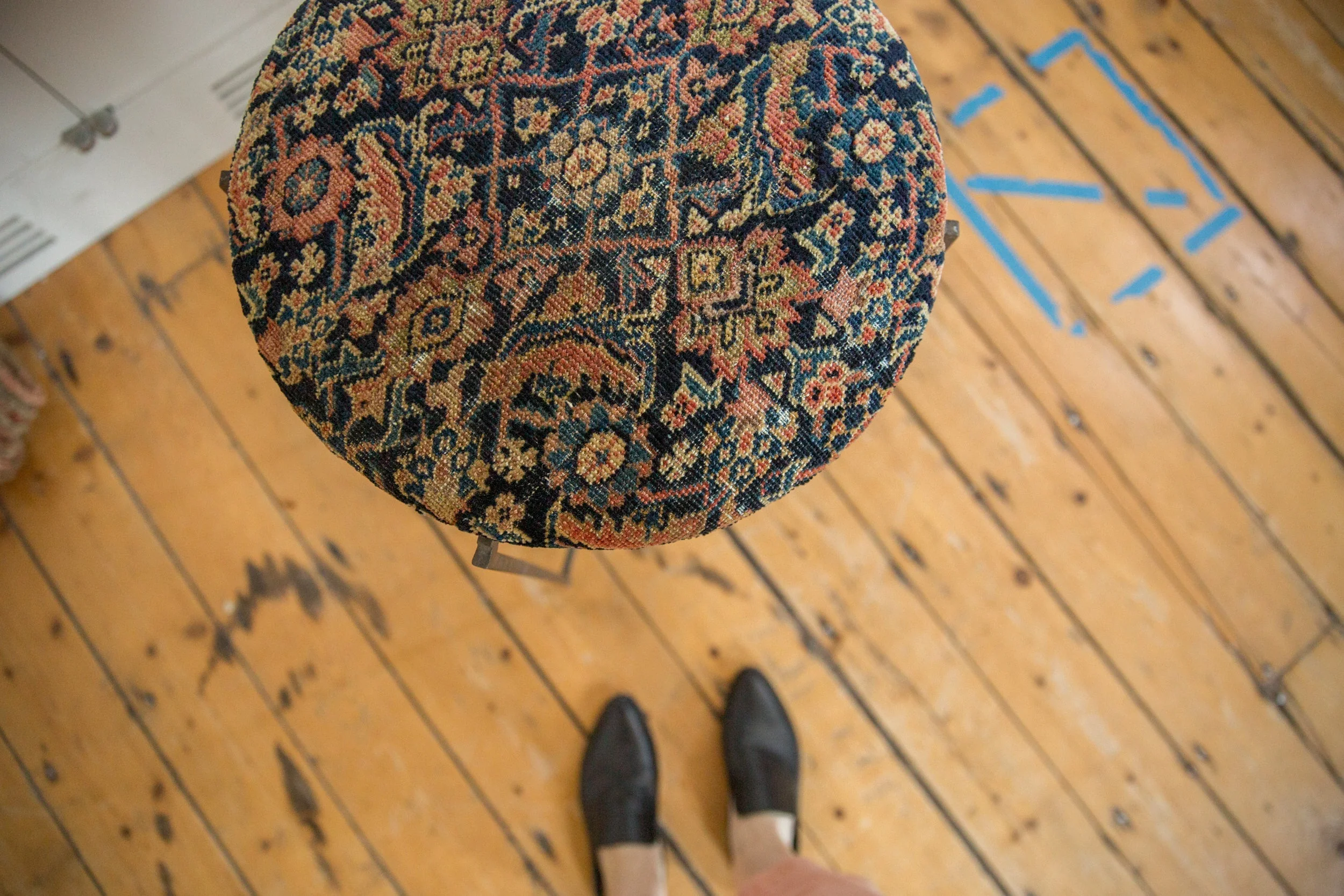 Reclaimed Antique Rug Fragment Side Table Stand 2 of 7 - Image 5