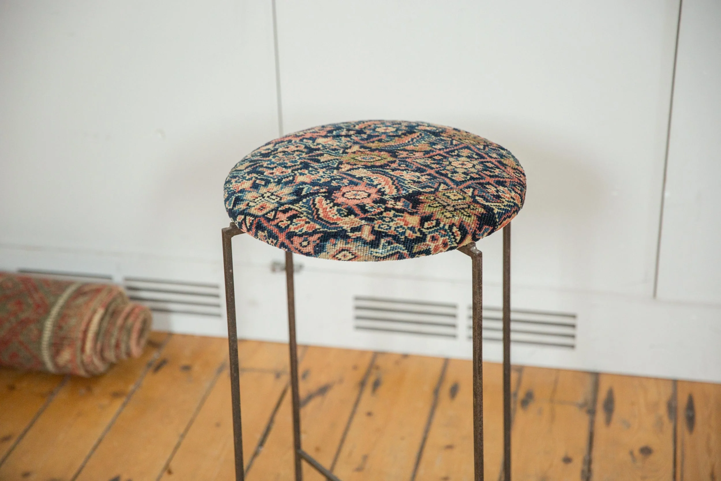 Reclaimed Antique Rug Fragment Side Table Stand 3 of 7 - Image 2