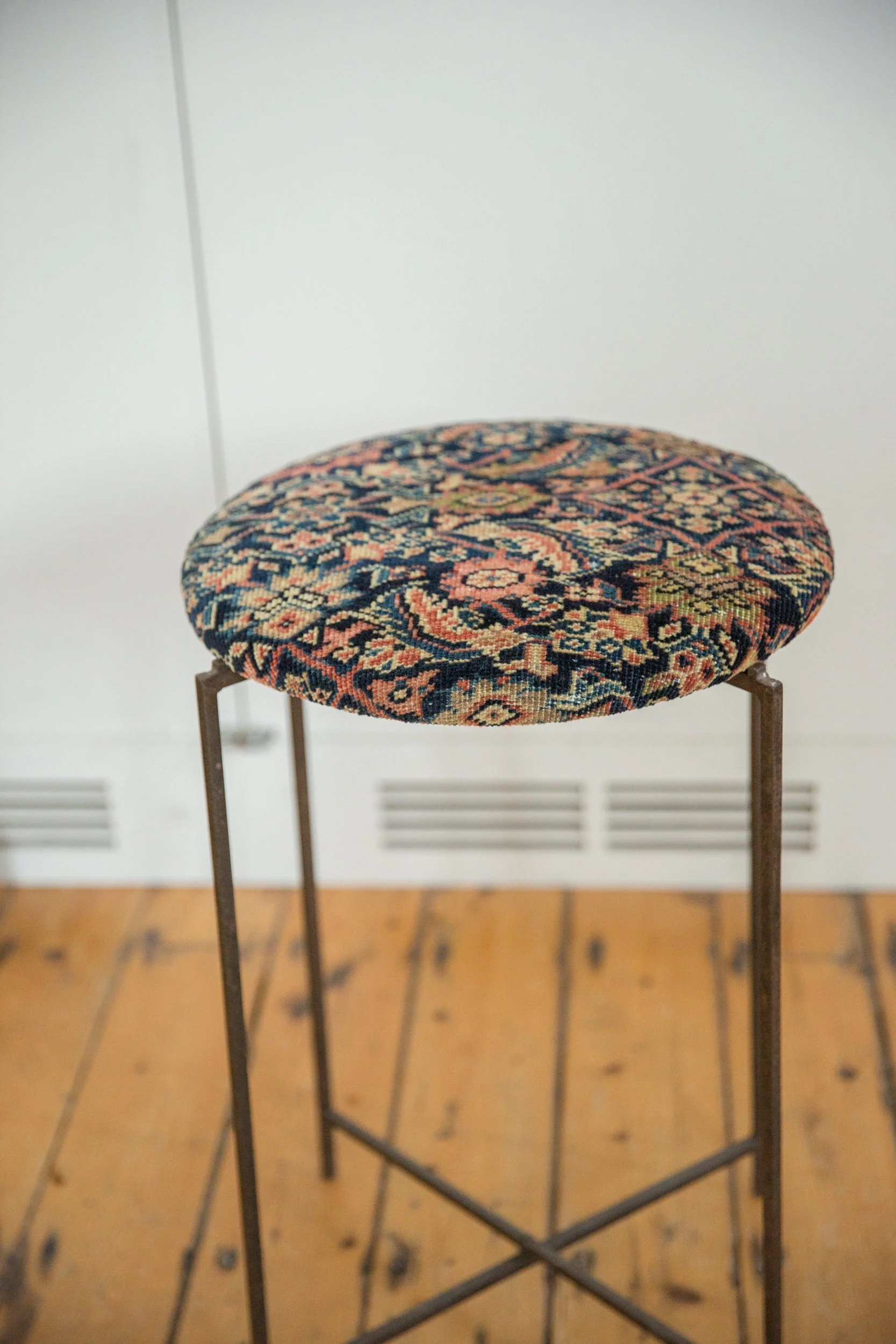 Reclaimed Antique Rug Fragment Side Table Stand 3 of 7 - Image 5