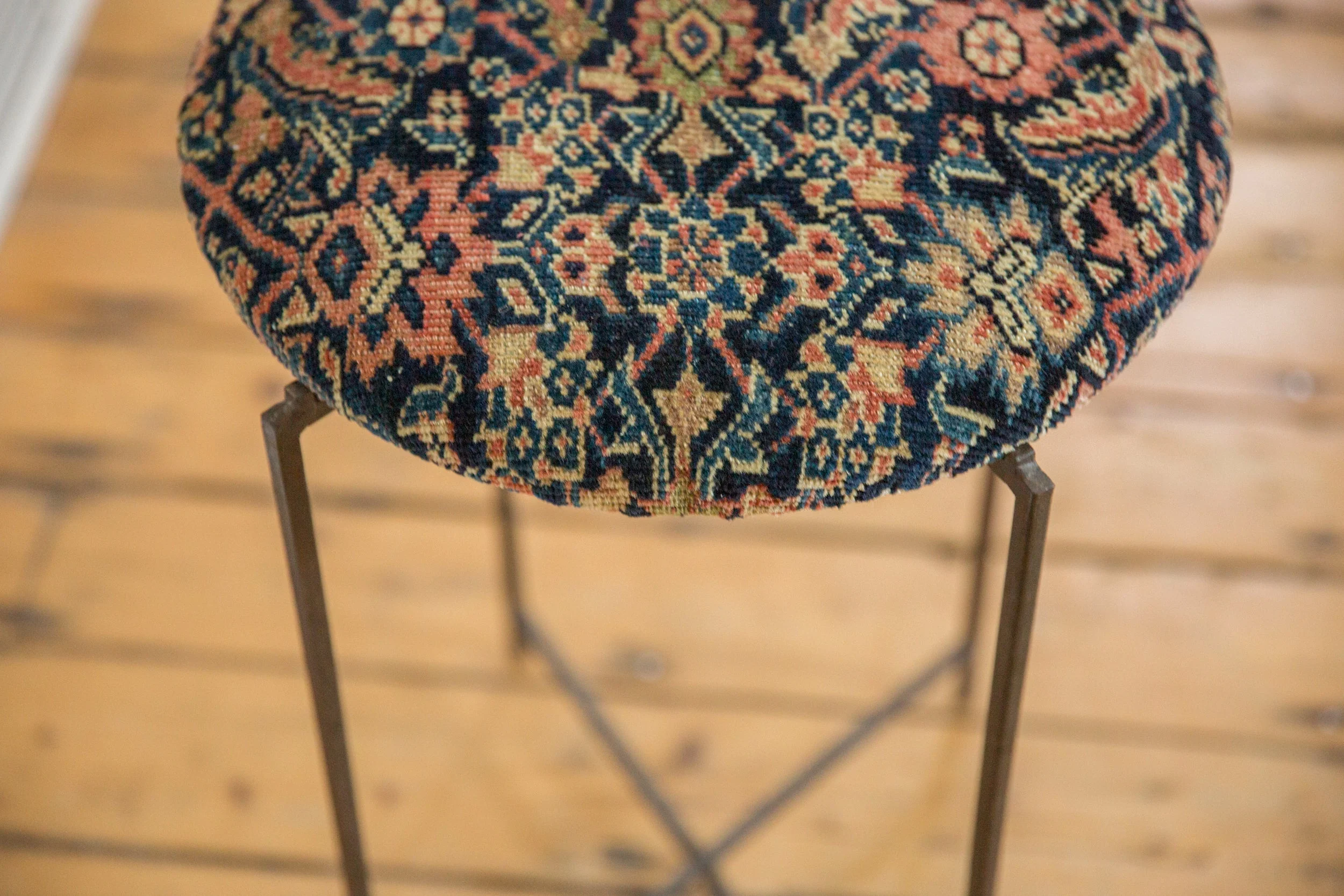 Reclaimed Antique Rug Fragment Side Table Stand 3 of 7 - Image 6