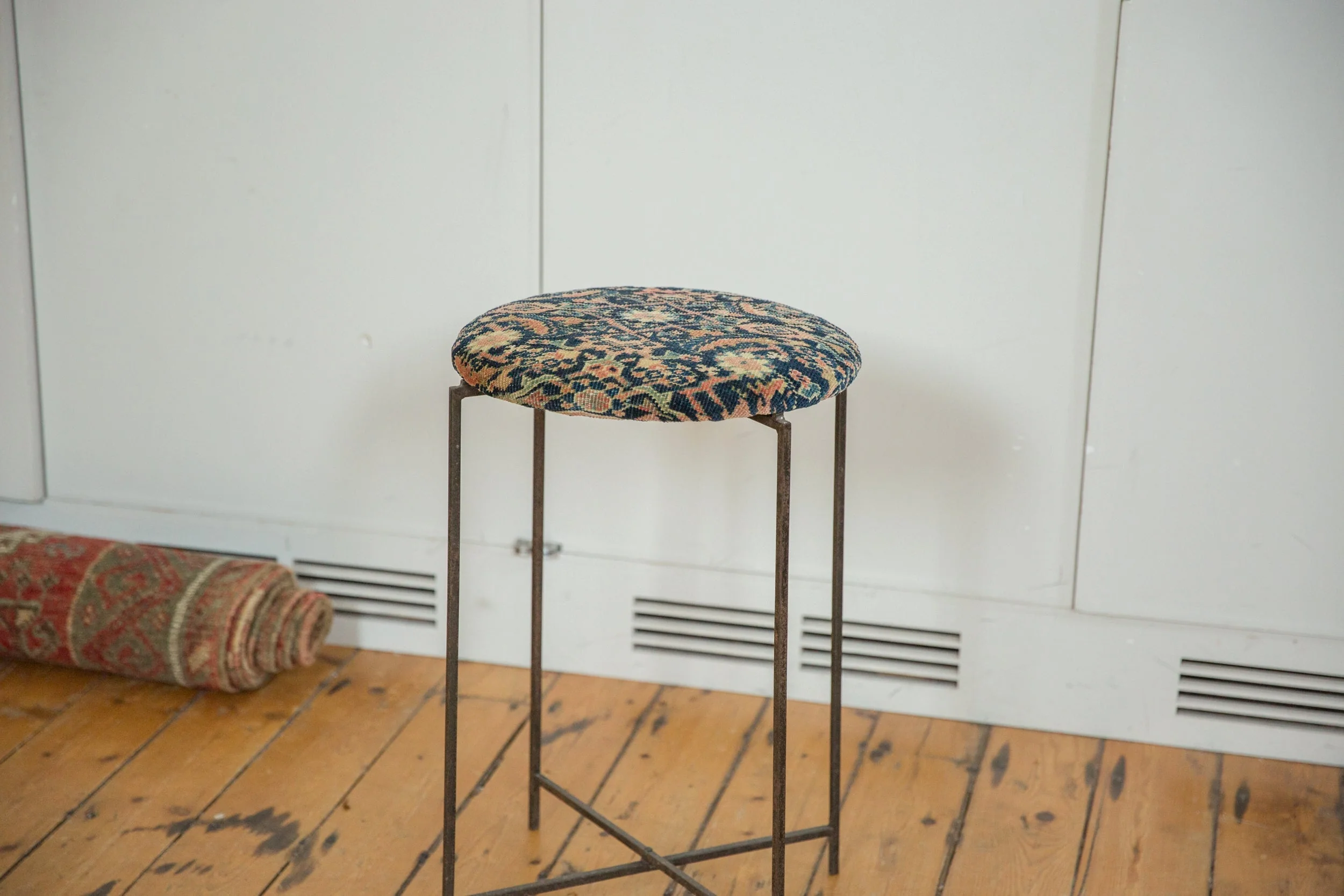 Reclaimed Antique Rug Fragment Side Table Stand 4 of 7 - Image 2