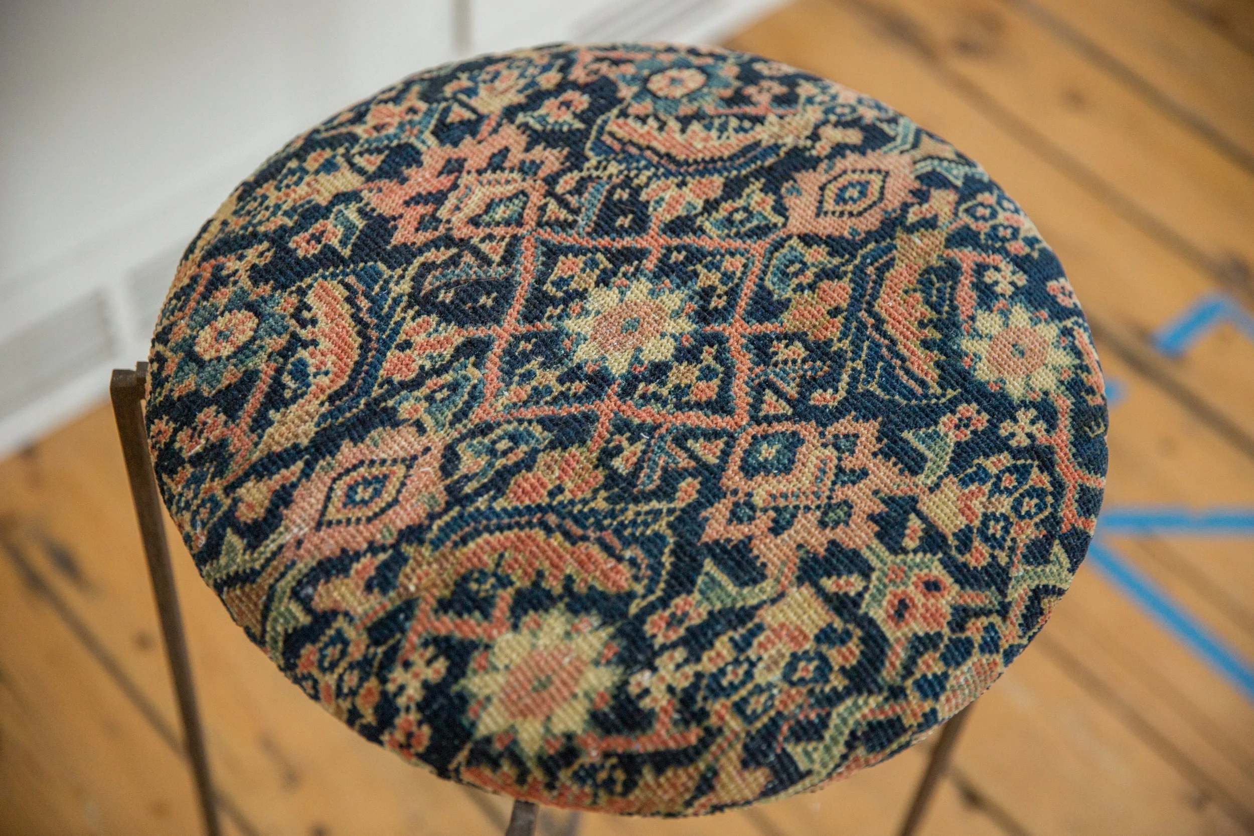 Reclaimed Antique Rug Fragment Side Table Stand 4 of 7 - Image 3