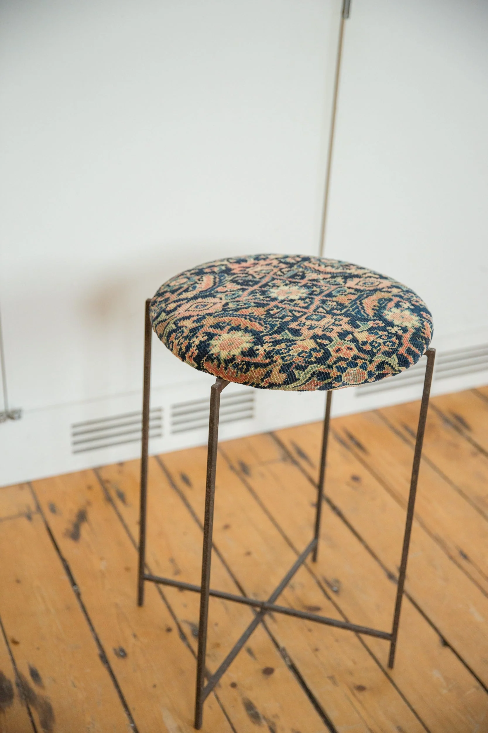 Reclaimed Antique Rug Fragment Side Table Stand 4 of 7 - Image 5