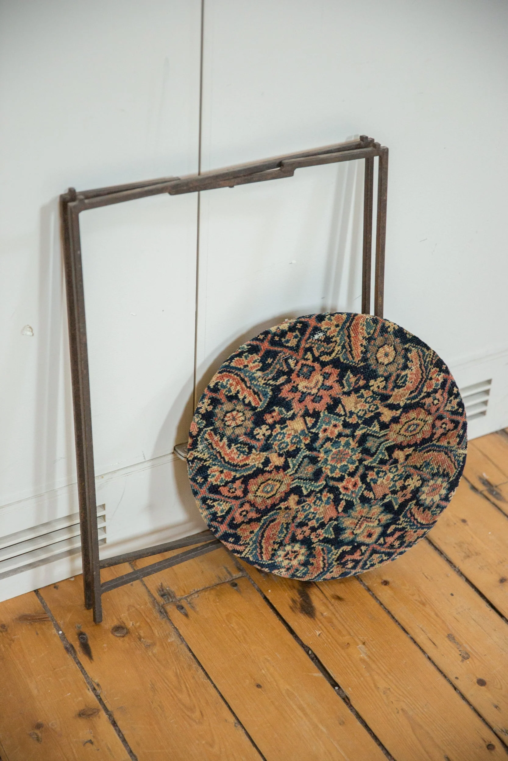 Reclaimed Antique Rug Fragment Side Table Stand 4 of 7 - Image 7
