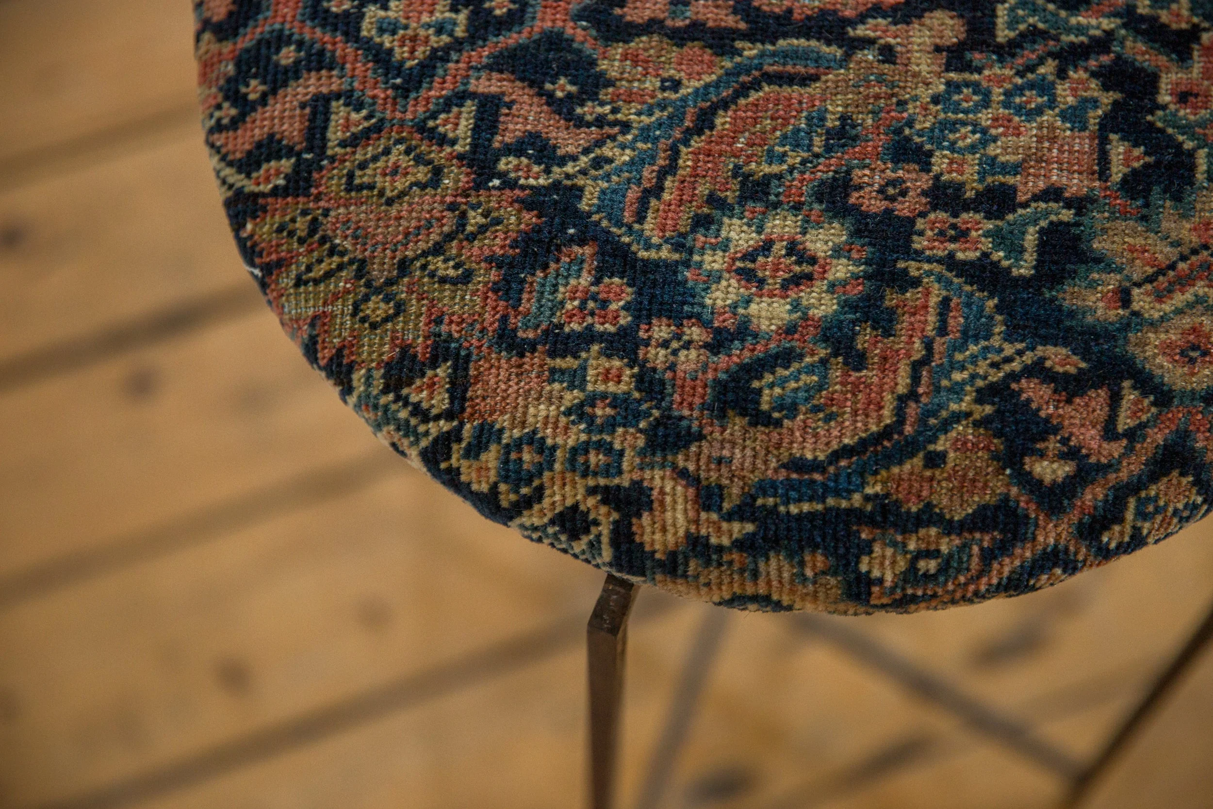 Reclaimed Antique Rug Fragment Side Table Stand 6 of 7 - Image 2
