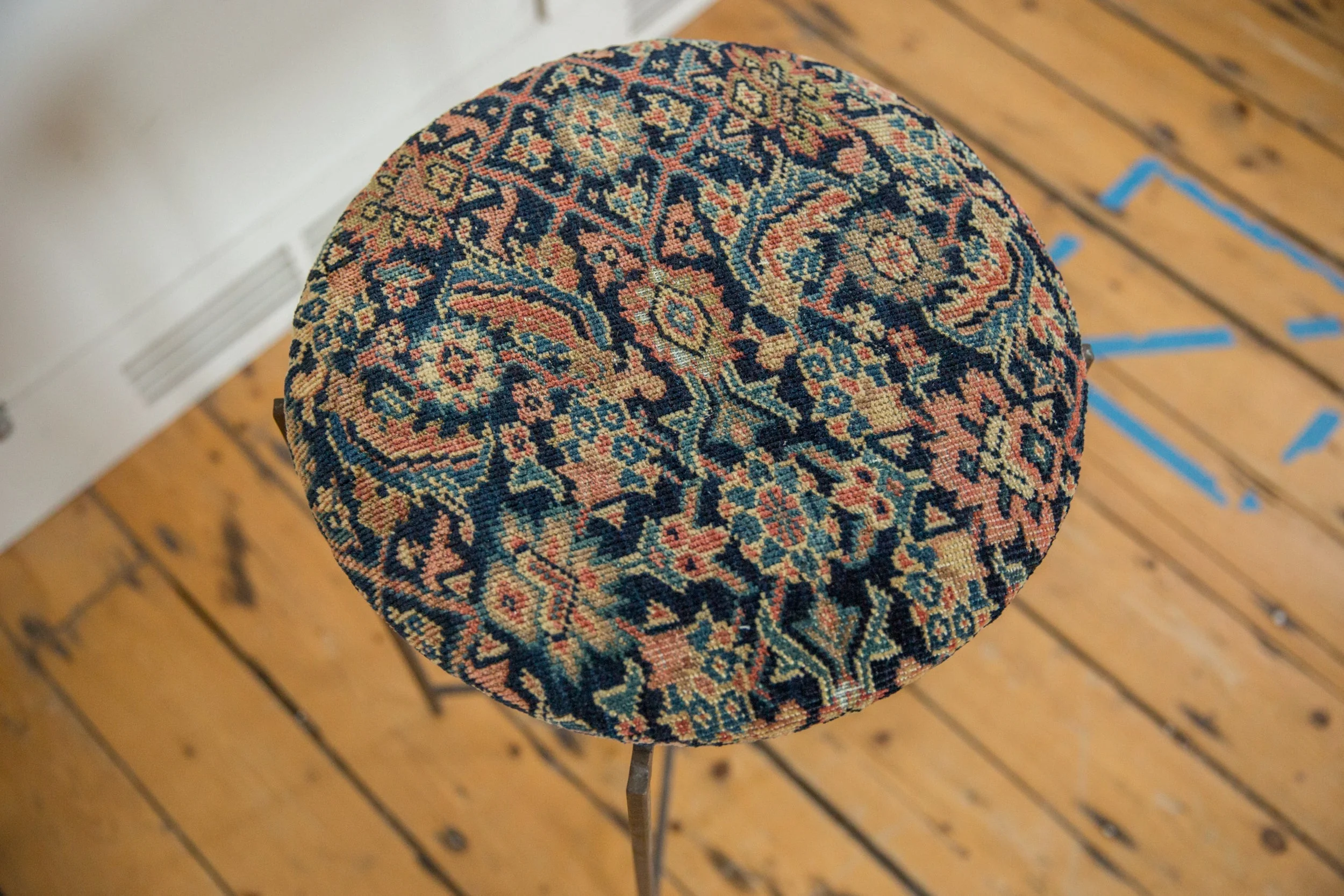 Reclaimed Antique Rug Fragment Side Table Stand 6 of 7 - Image 3