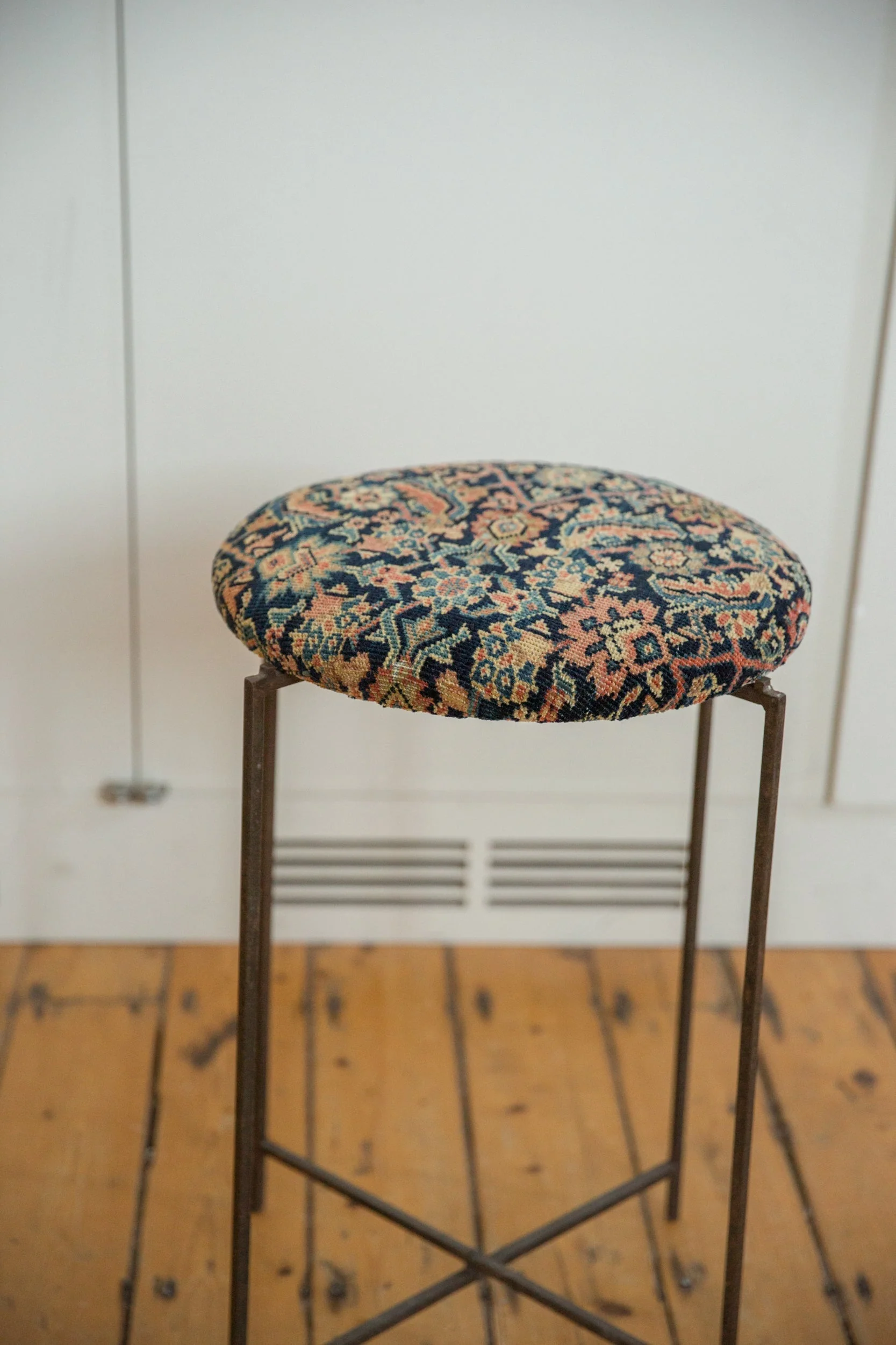 Reclaimed Antique Rug Fragment Side Table Stand 6 of 7 - Image 5