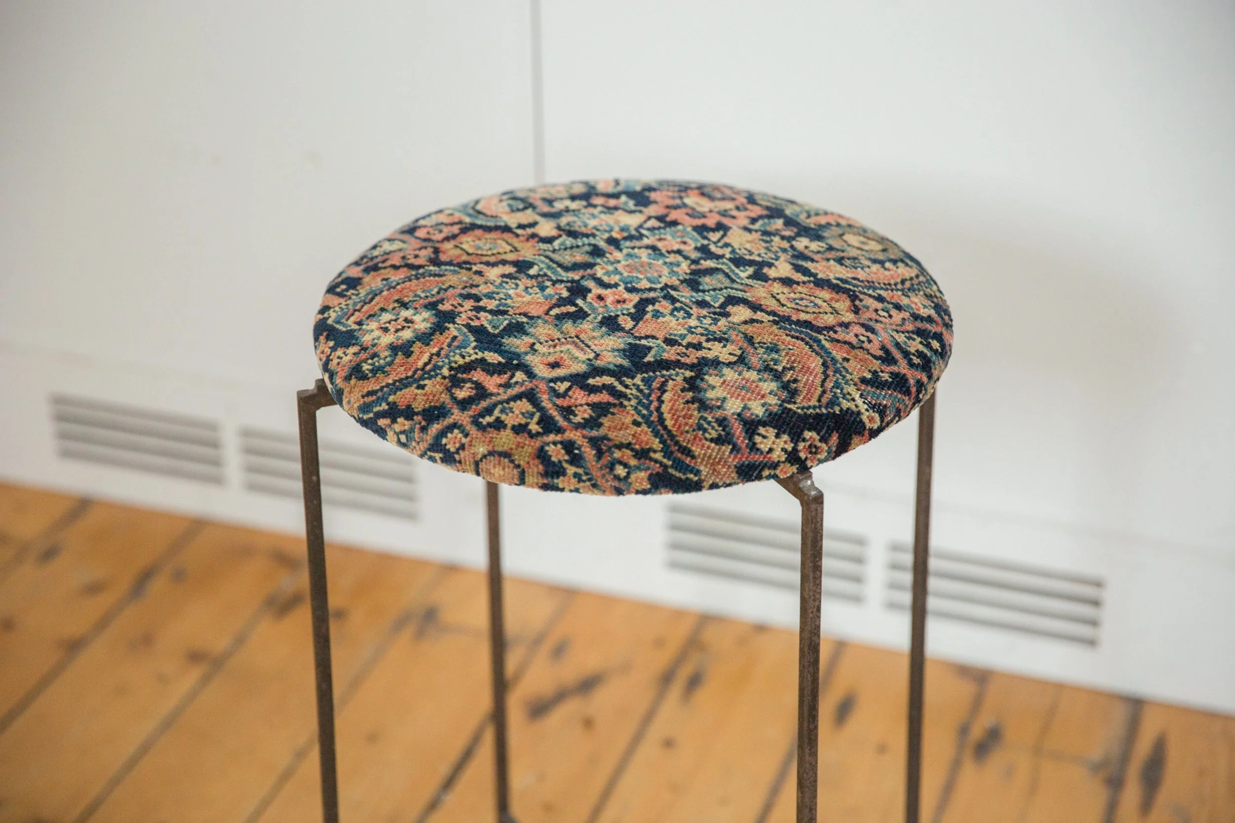 Reclaimed Antique Rug Fragment Side Table Stand 7 of 7 - Image 2
