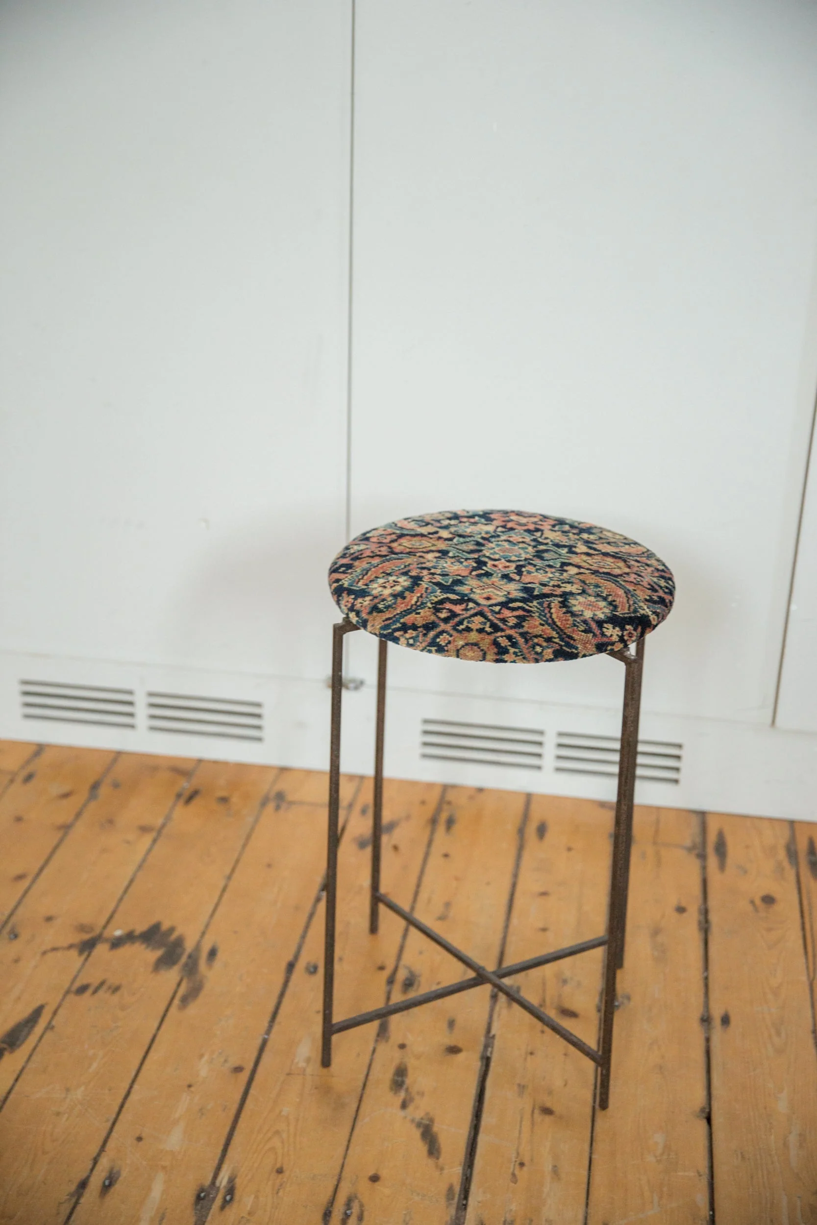 Reclaimed Antique Rug Fragment Side Table Stand 7 of 7 - Image 3