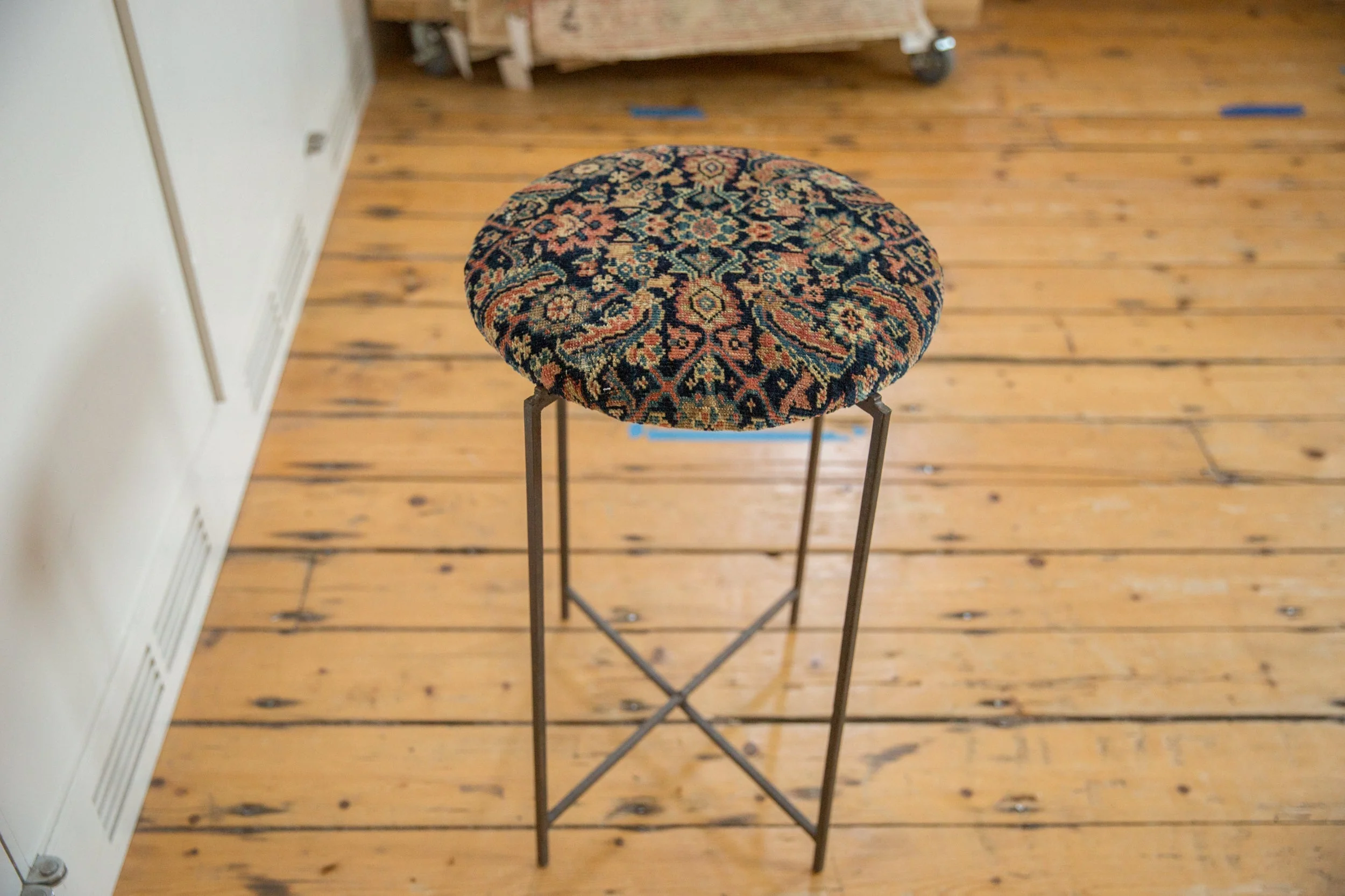 Reclaimed Antique Rug Fragment Side Table Stand 7 of 7 - Image 4