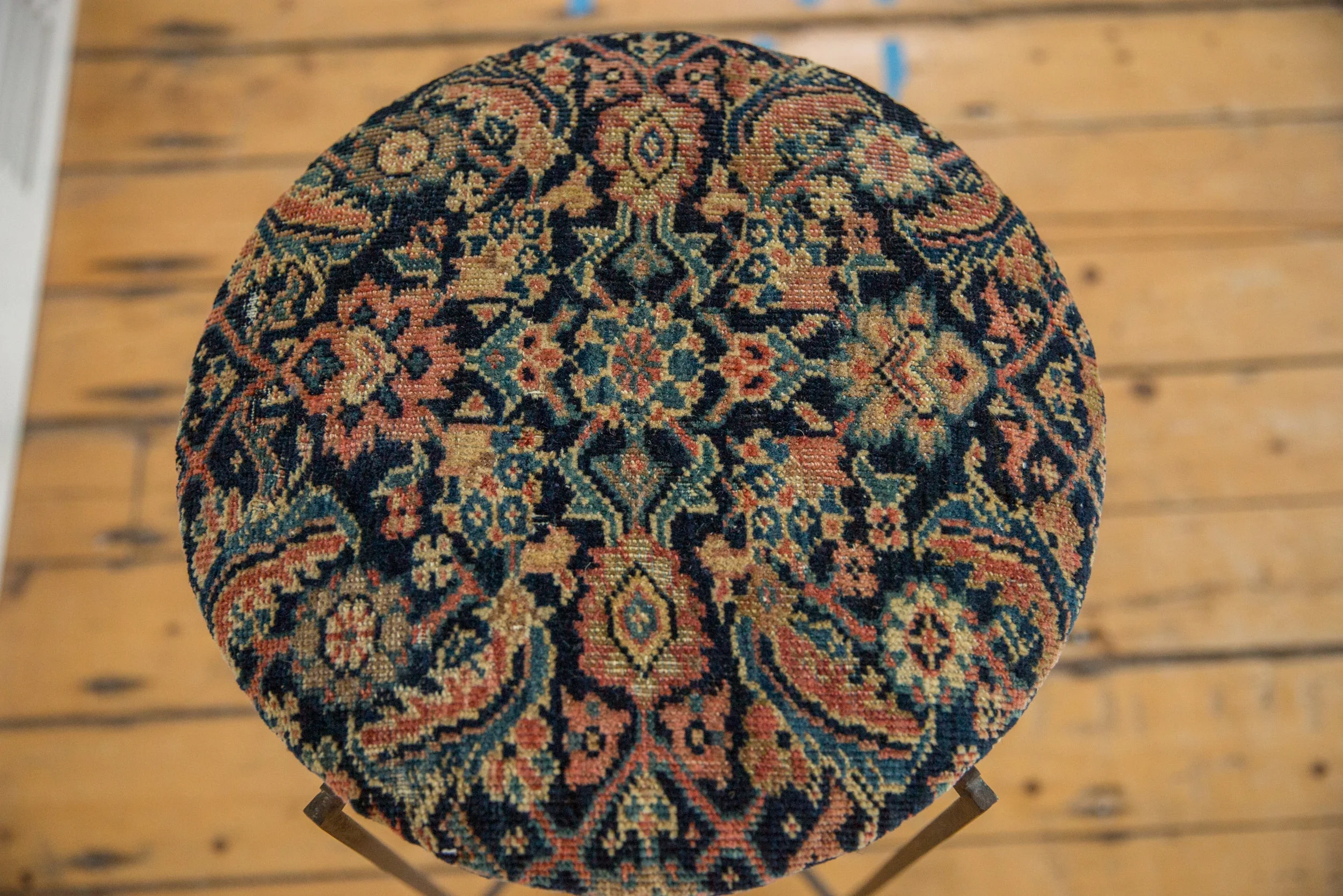 Reclaimed Antique Rug Fragment Side Table Stand 7 of 7 - Image 5