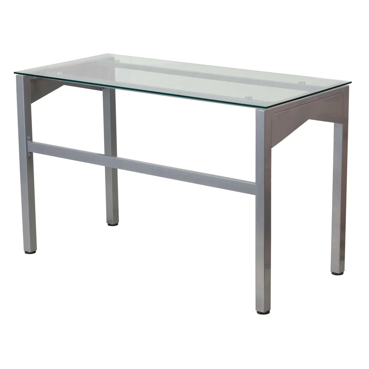 Rectangular Writing Table Office Desk with Clear Tempered Glass Surface - Image 2