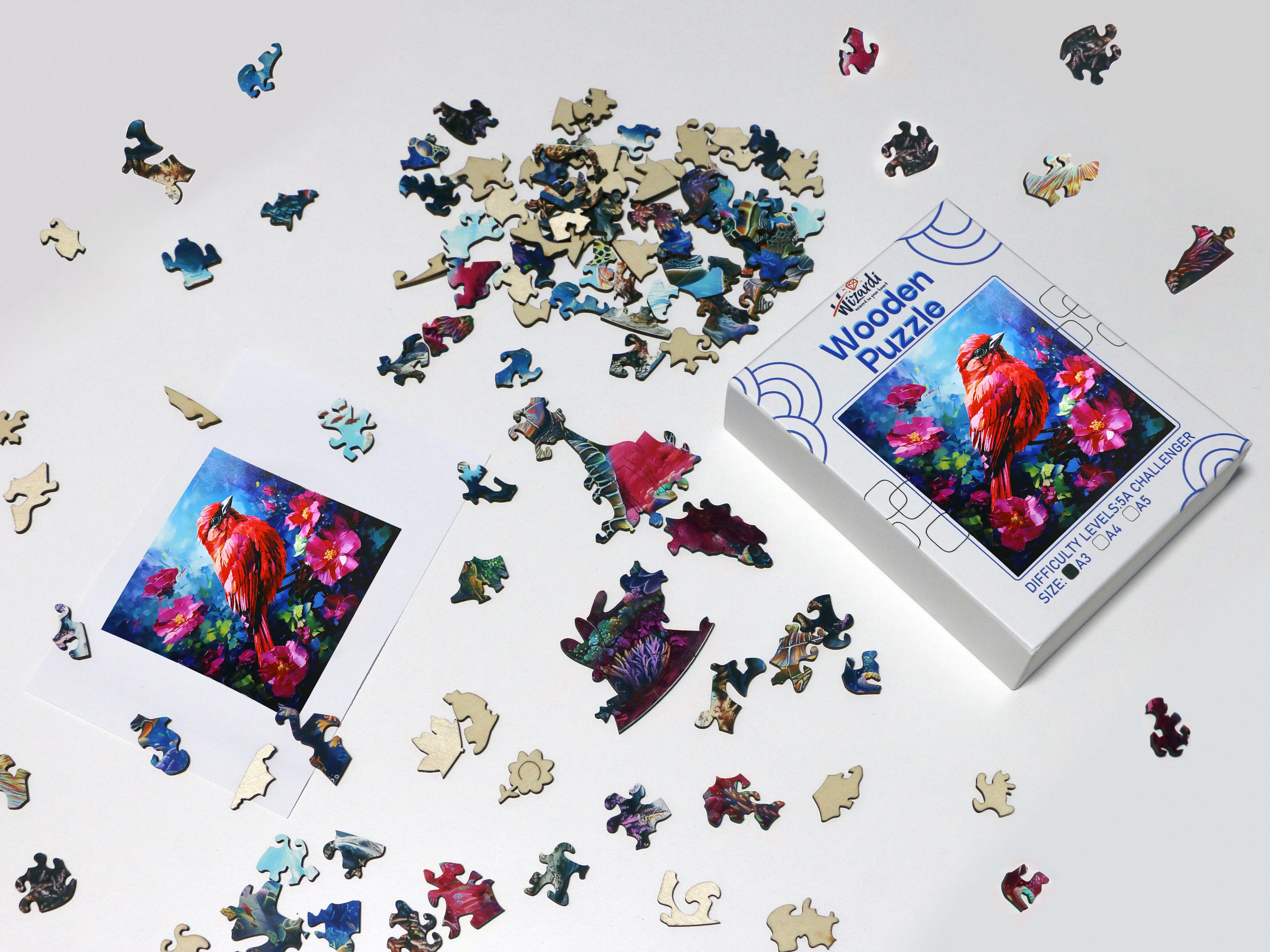 Red Bird - Jigsaw Wooden Puzzle by Wizardi F07N9-5 - Image 2