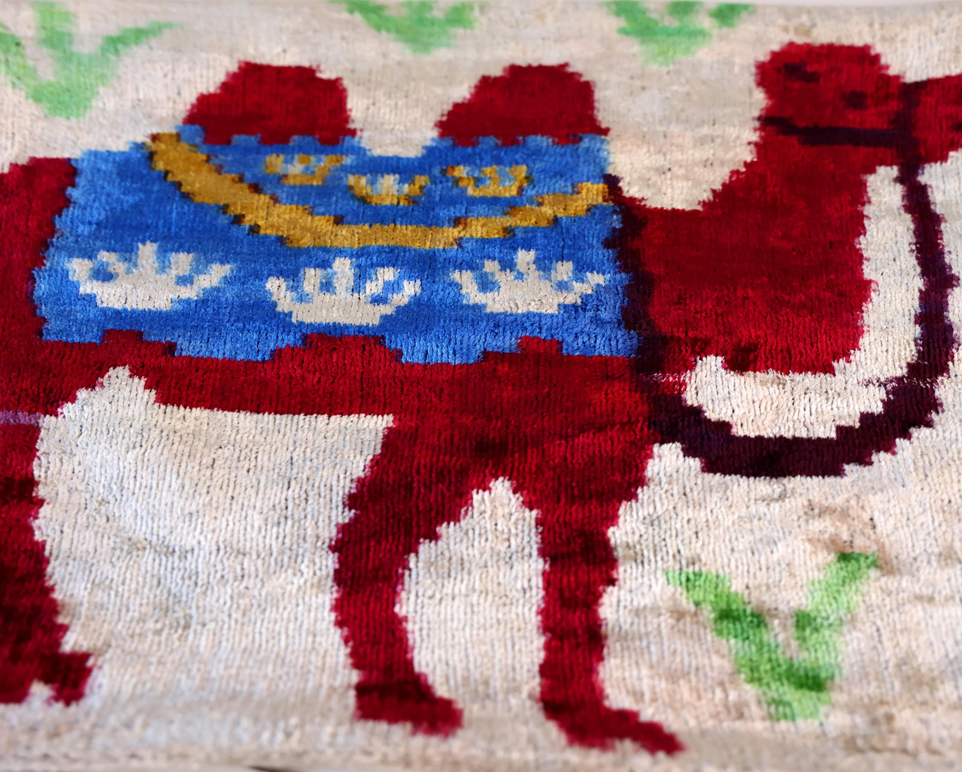 Red Camel Silk Velvet Pillow 16x16 Handmade Decorative Cushion - Image 3