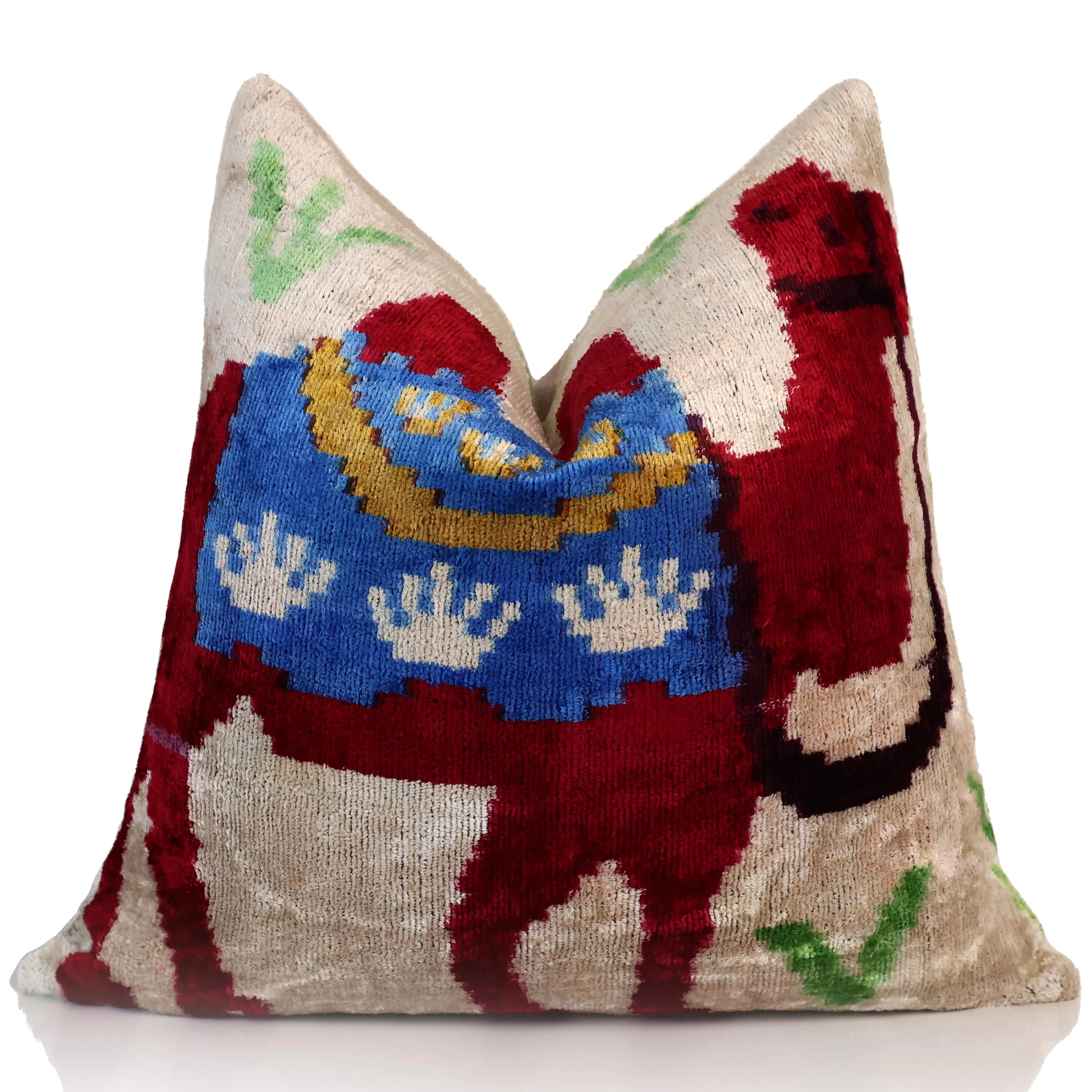 Red Camel Silk Velvet Pillow 16x16 Handmade Decorative Cushion - Image 5