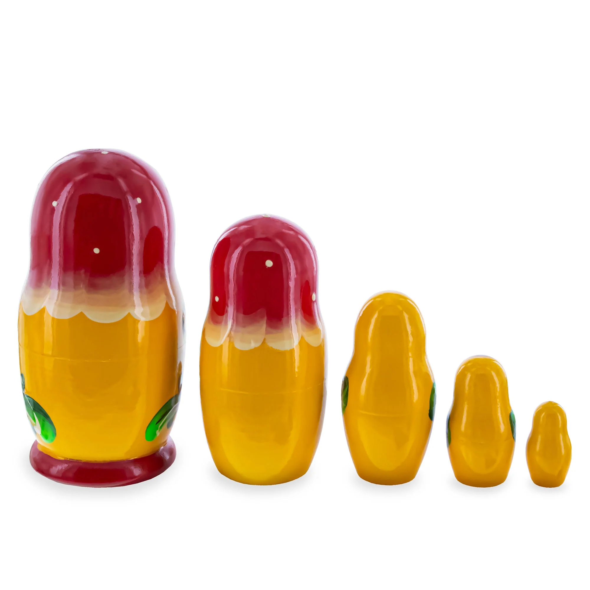 Red Color with Orange Flowers Wooden Nesting Dolls - Image 2