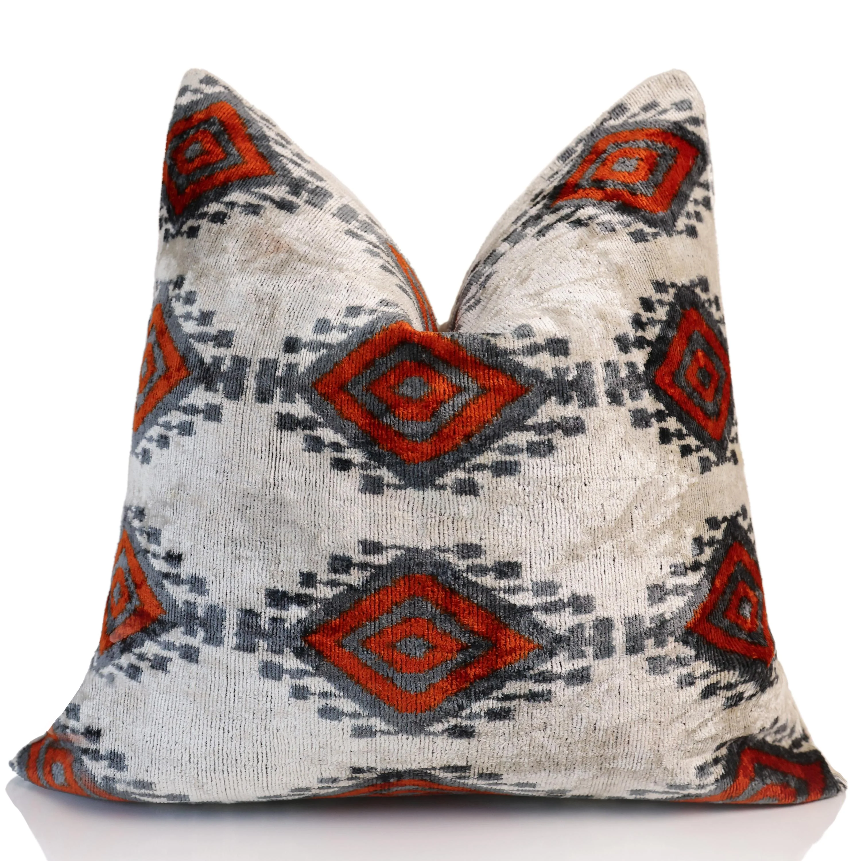 Red Diamond Silk Velvet Pillow 20x20 Handmade Luxury Cushion - Image 5
