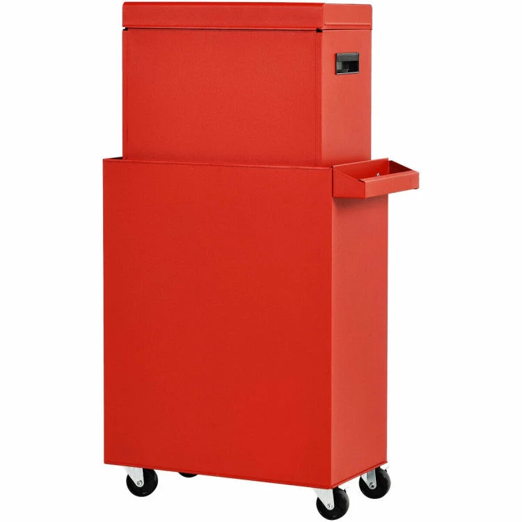 Red Heavy Duty Steel Lockable Rolling Tool Chest Mobile Garage Storage Cart - Image 3