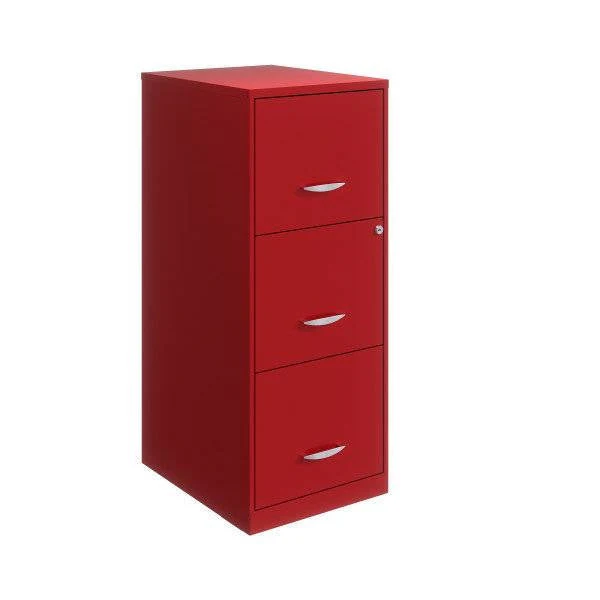 Red Metal 3-Drawer Vertical Key Locking Filing Cabinet - Image 2