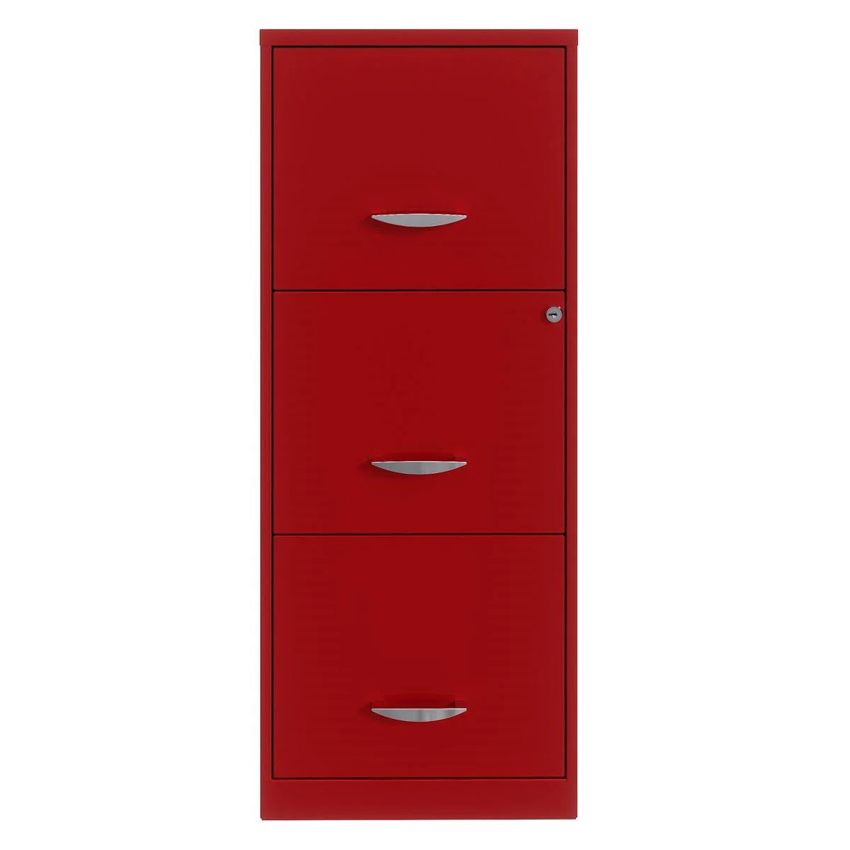 Red Metal 3-Drawer Vertical Key Locking Filing Cabinet - Image 3