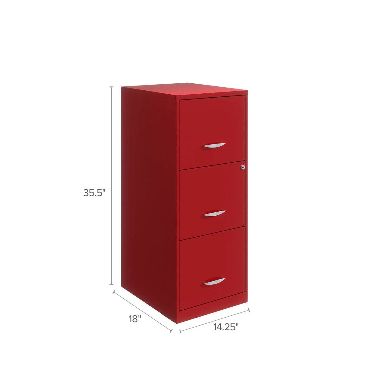 Red Metal 3-Drawer Vertical Key Locking Filing Cabinet - Image 4
