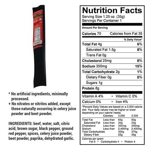 Red Pepper Beef Stick | Pack of 48 | 1.25 oz | Nebraska Star Beef - Image 5