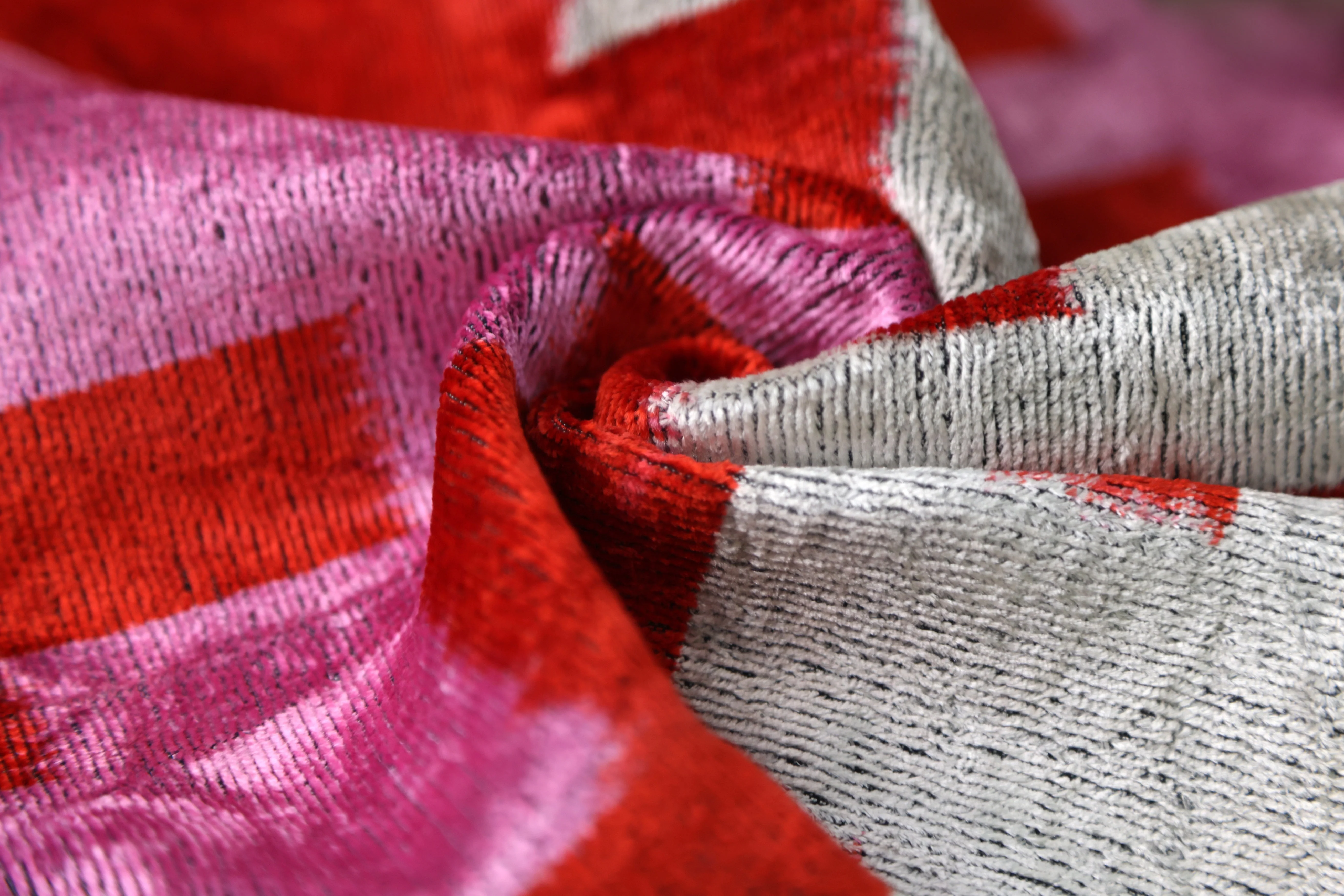 Red & Pink Geometric Velvet Pillow – 16x16 - Image 2
