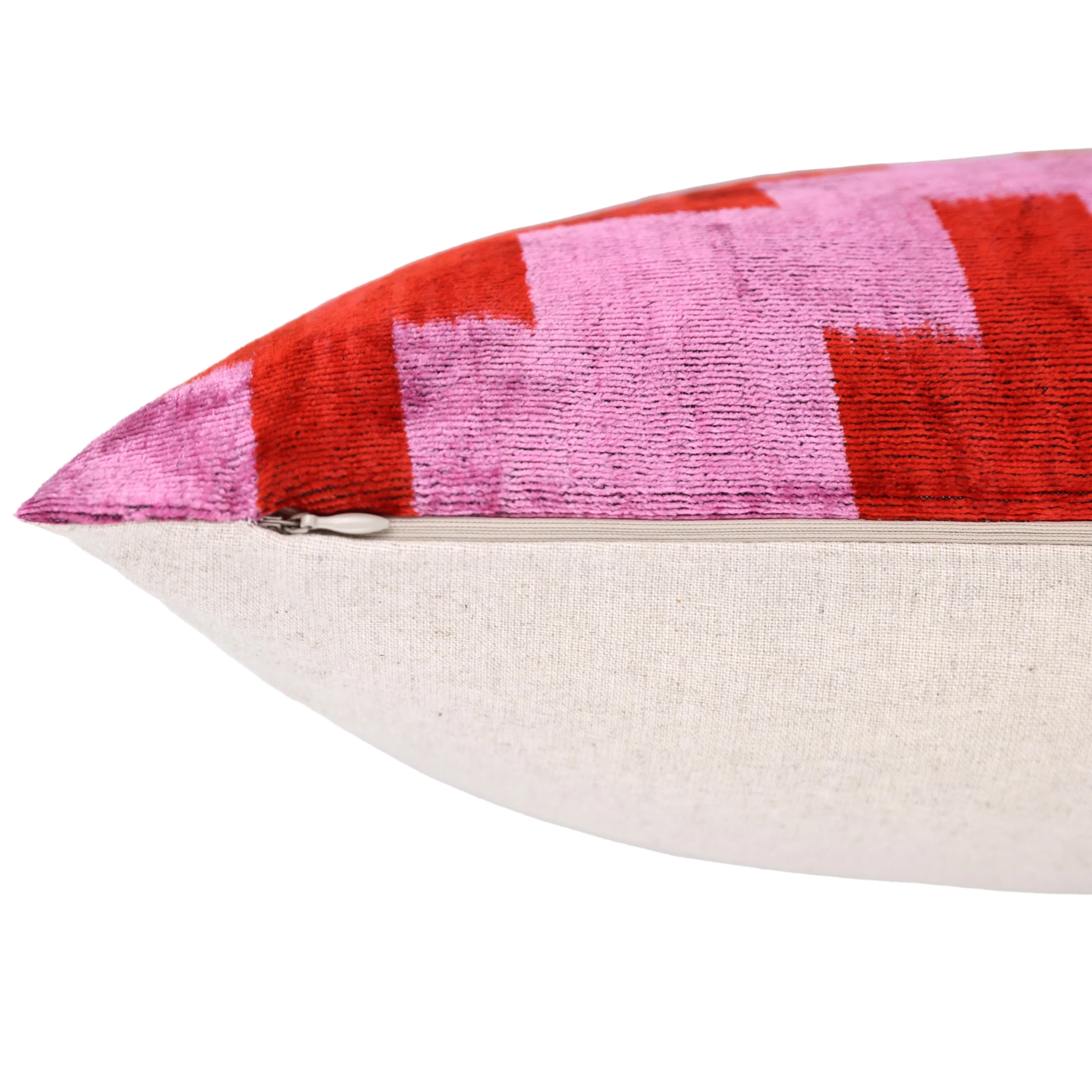 Red & Pink Geometric Velvet Pillow – 16x16 - Image 6