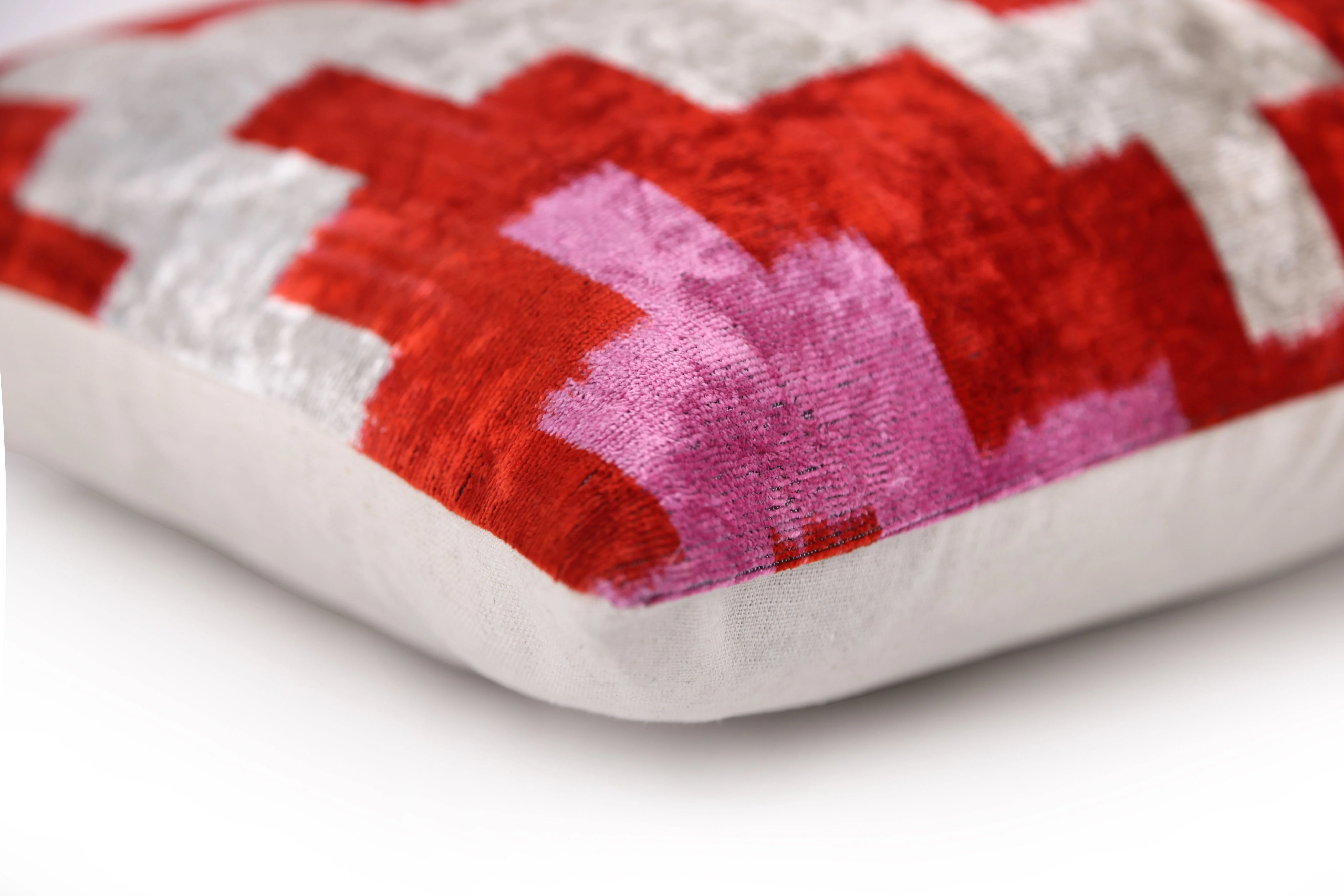 Red & Pink Geometric Velvet Pillow – 16x16 - Image 8