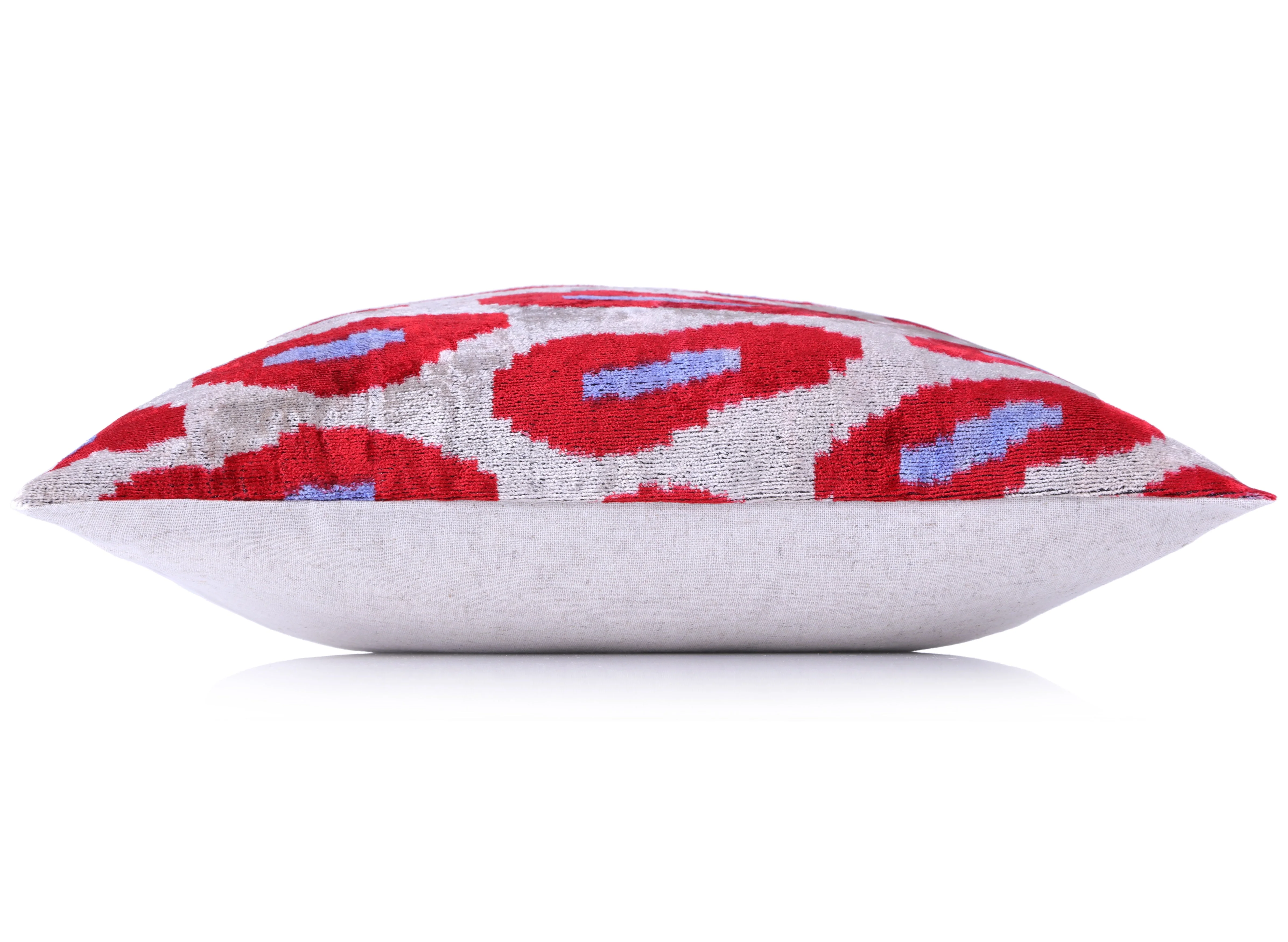 Red & Purple Ikat Velvet Pillow – 16x16in | Luxury Handmade Throw Pillow - Image 3