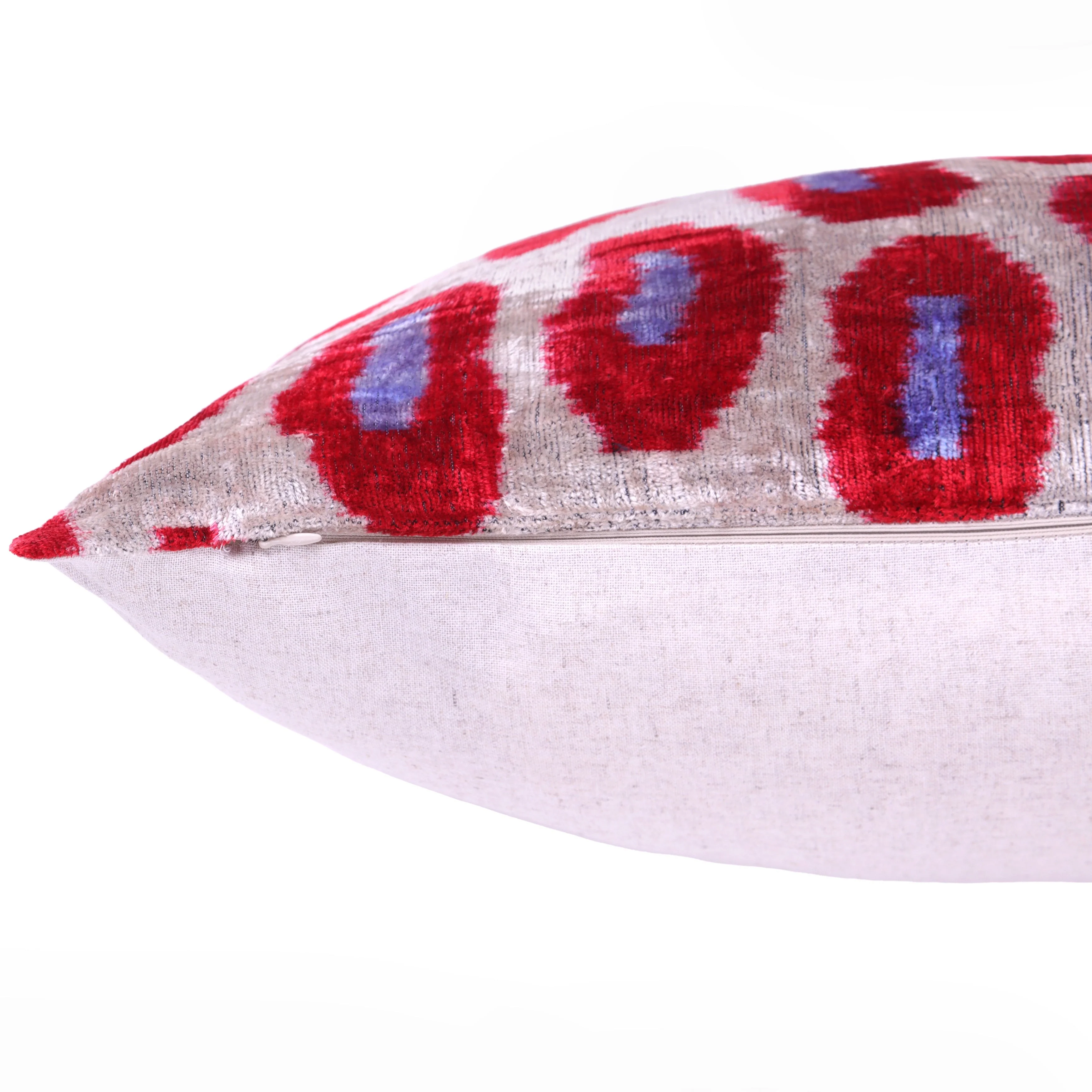 Red & Purple Ikat Velvet Pillow – 16x16in | Luxury Handmade Throw Pillow - Image 5