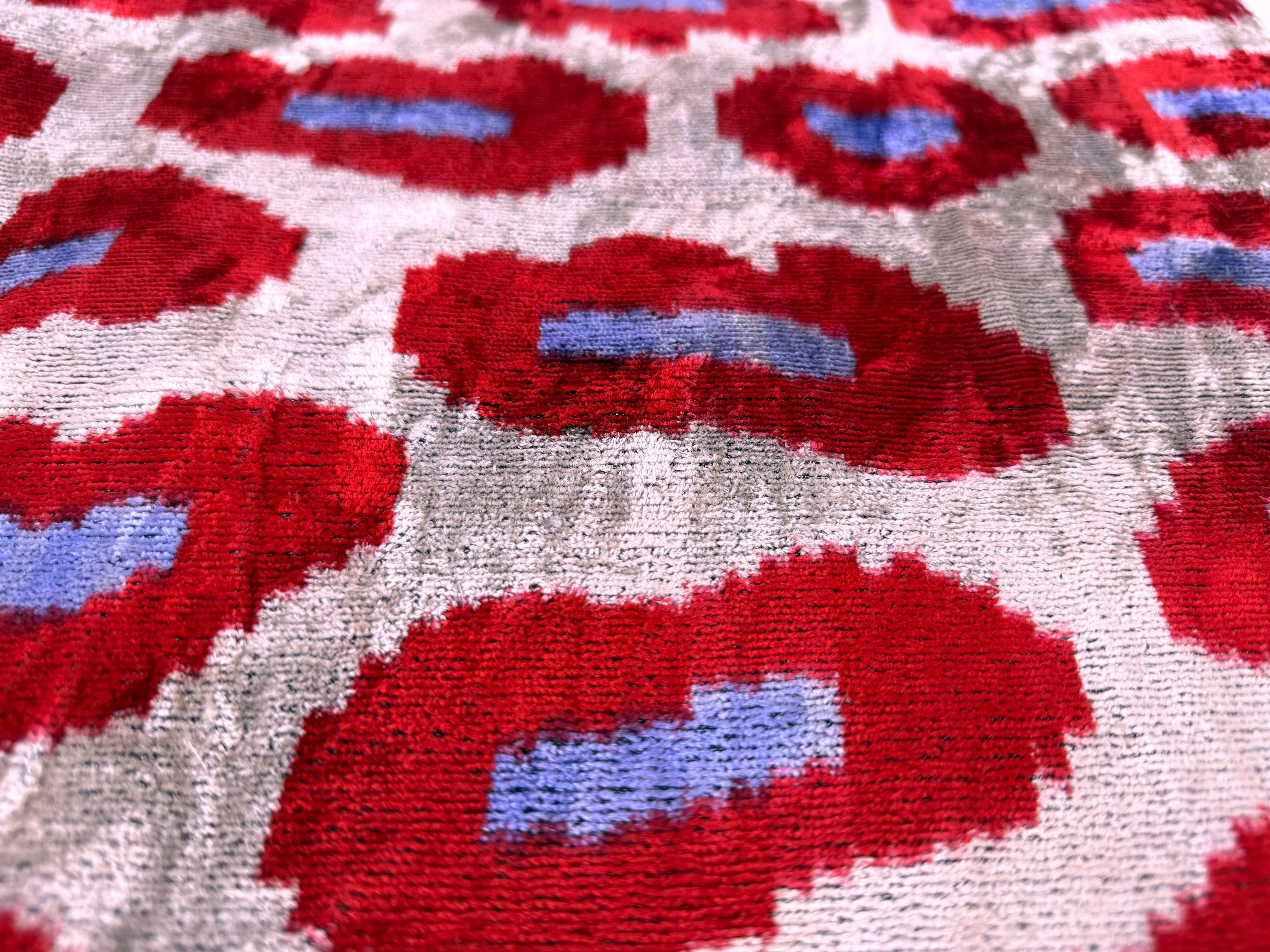 Red & Purple Ikat Velvet Pillow – 16x16in | Luxury Handmade Throw Pillow - Image 6