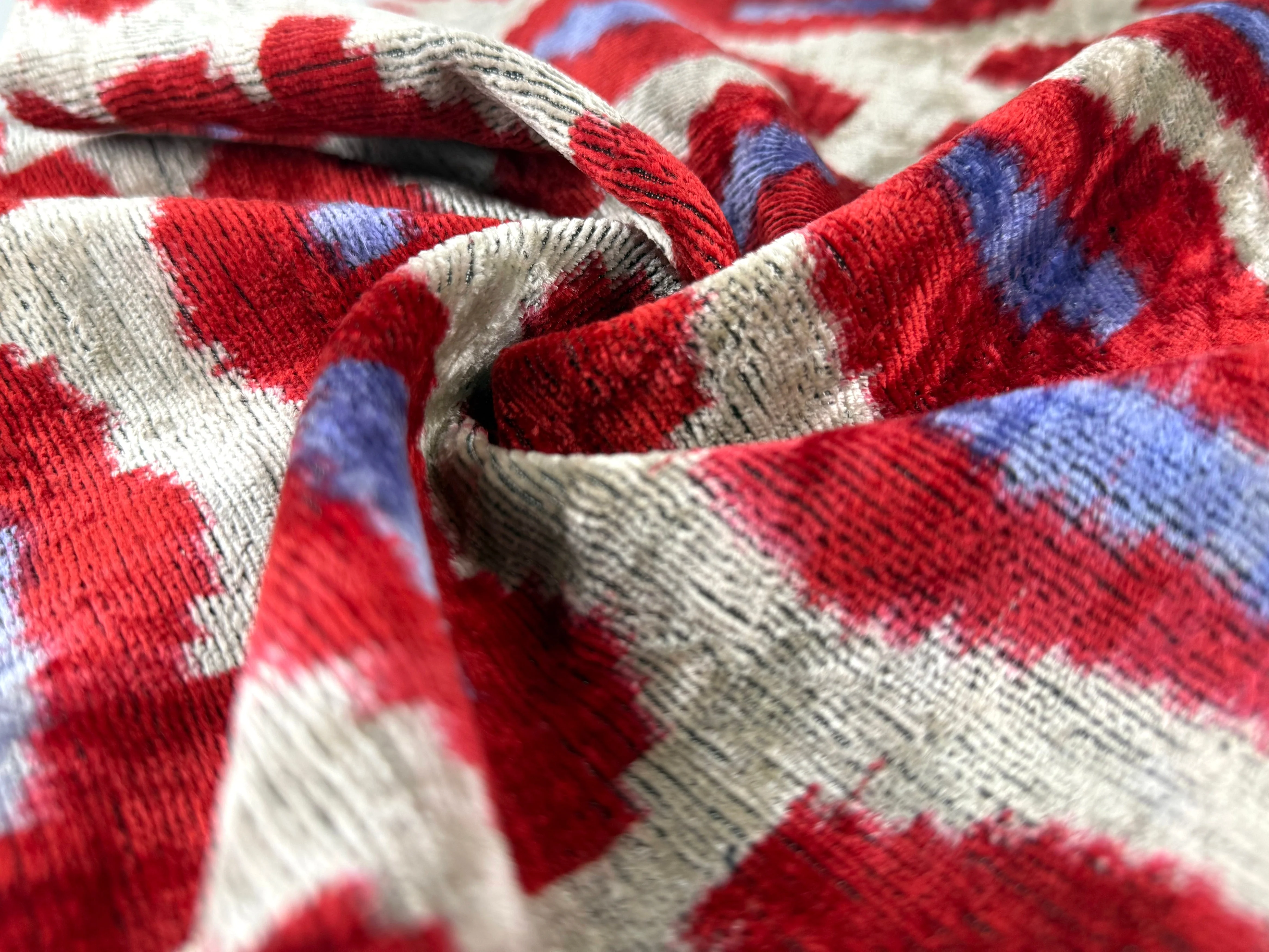 Red & Purple Ikat Velvet Pillow – 16x16in | Luxury Handmade Throw Pillow - Image 8
