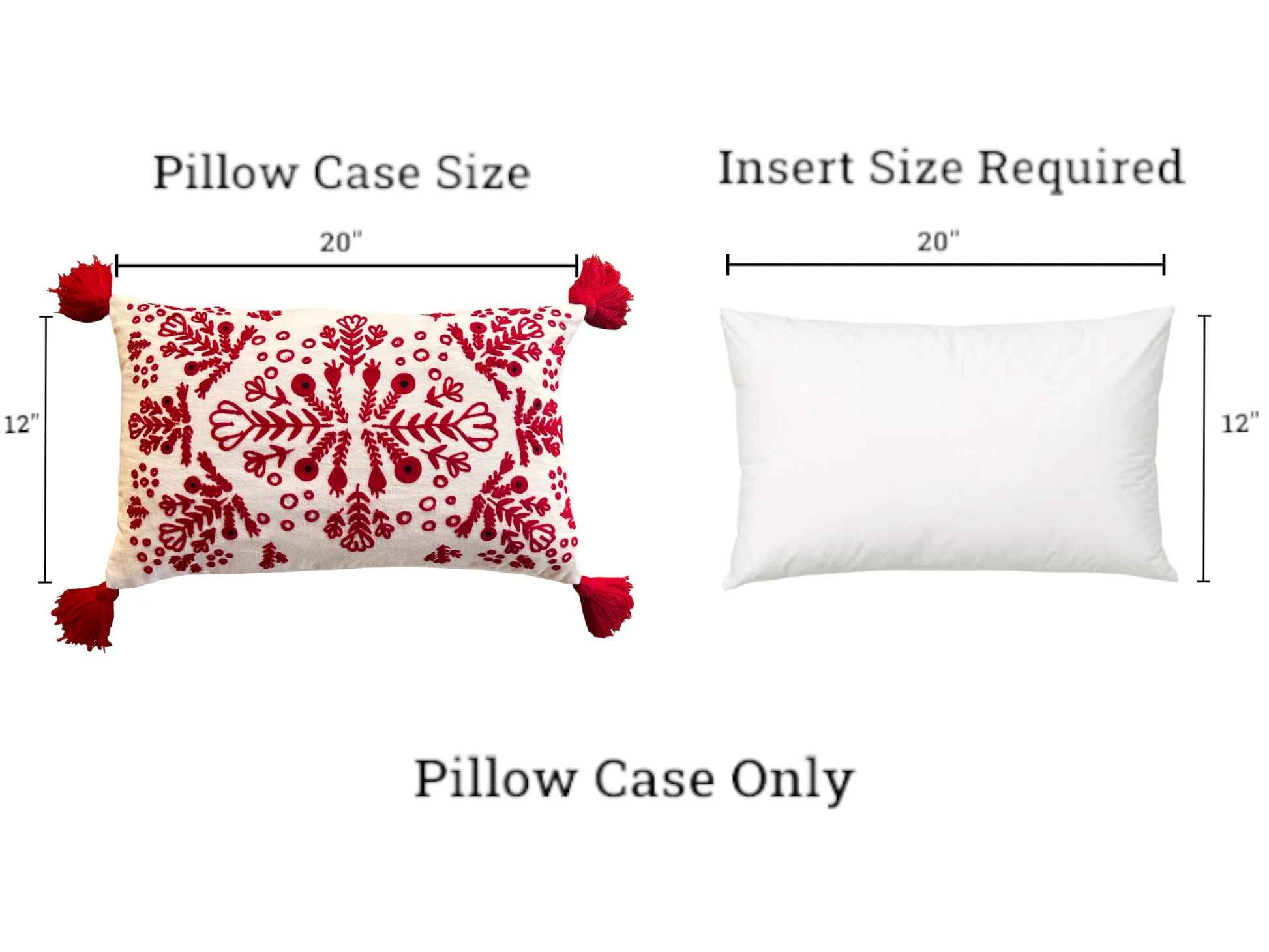 Red & White Embroidered Throw Pillow with Tassels  Handcrafted Elegance for Your Home - Image 8