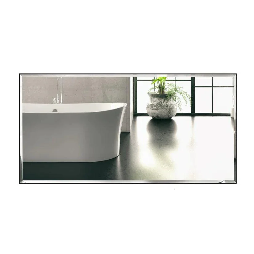 Reflections Sleek Modern Black Aluminum Framed Beveled Wall Mirror - Image 2