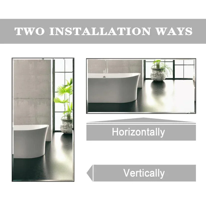 Reflections Sleek Modern Black Aluminum Framed Beveled Wall Mirror - Image 3